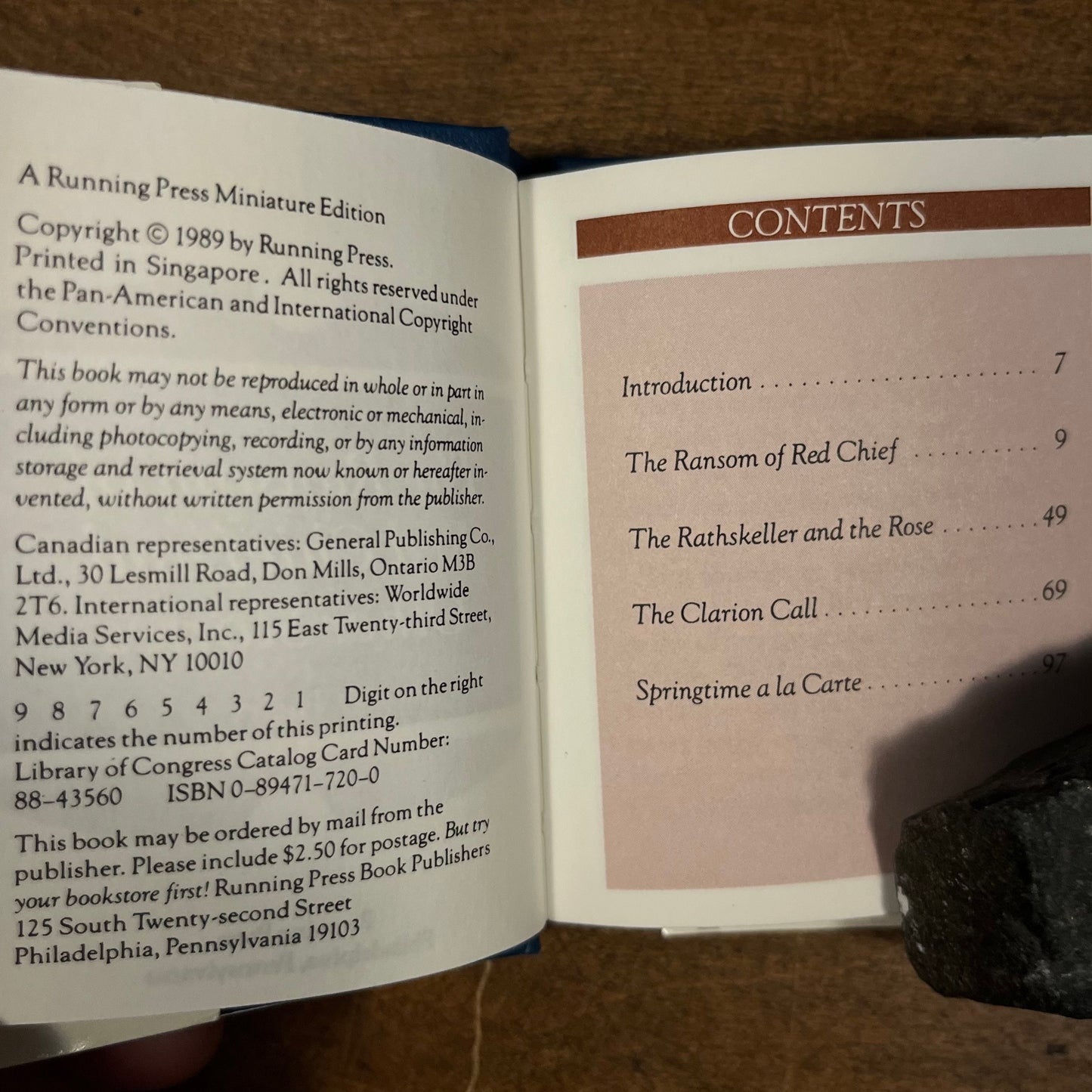 First Printing - The Ransom of Red Chief and Other Stories by O. Henry (1989) Vintage Miniature Hardcover Book