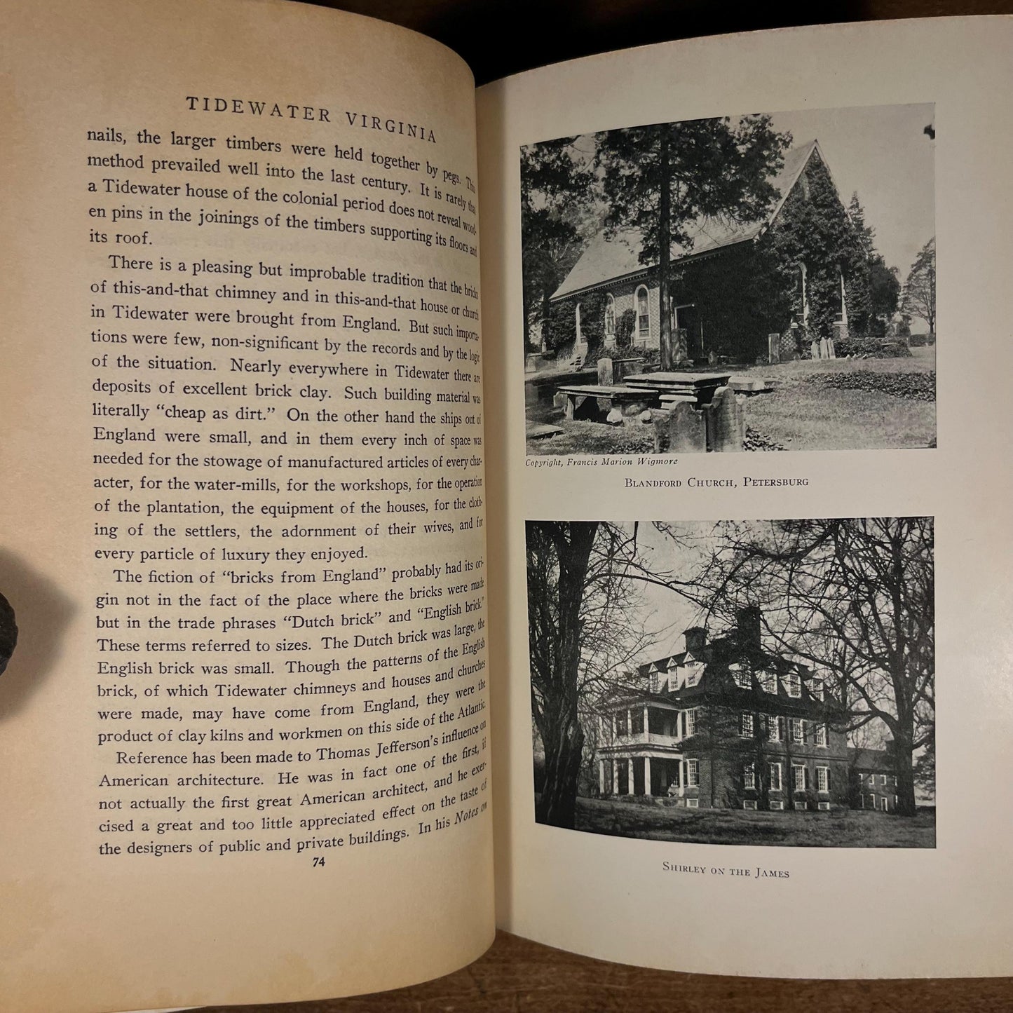Inscribed First Printing - Tidewater Virginia by Paul Wilstach (1929) Vintage Hardcover Book