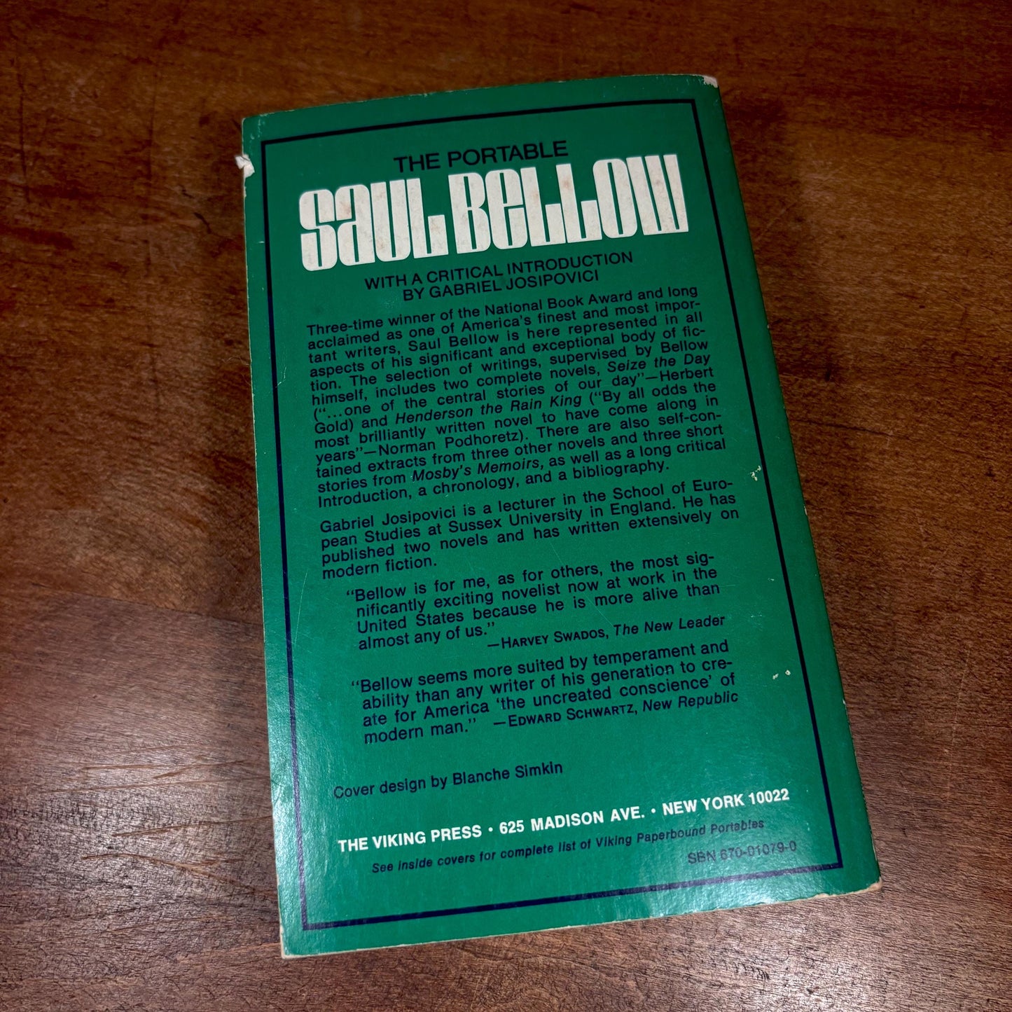 First Printing - The Portable Saul Bellow featuring Henderson the Rain King (1974) Vintage Book