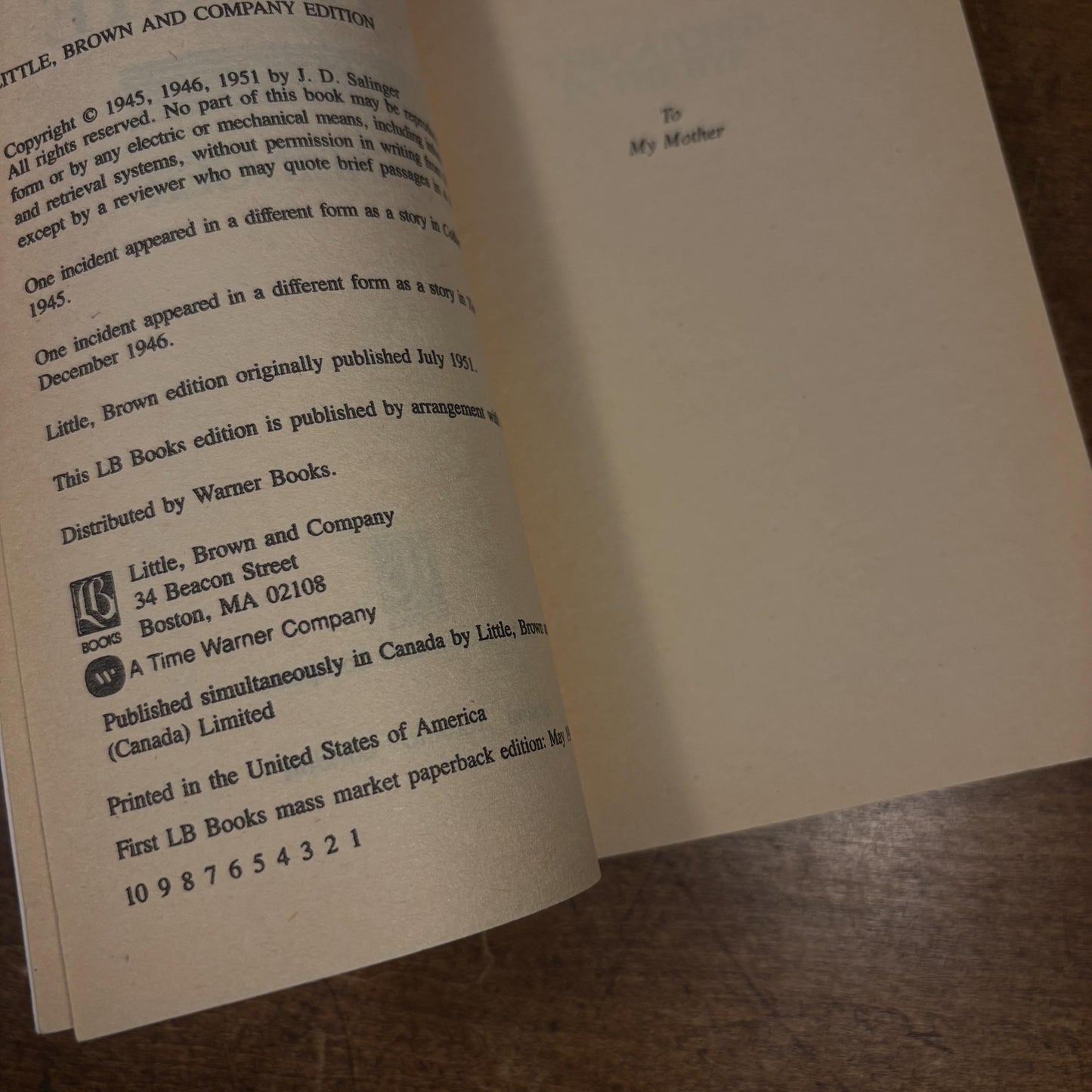 First LB Books Mass Market Paperback Printing - The Catcher in the Rye / J. D. Salinger (1991) Vintage Book