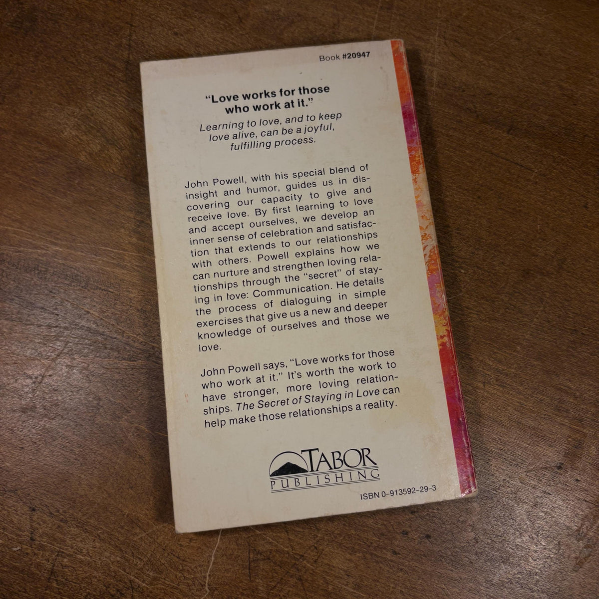 The Secret of Staying in Love / John Powell (1987) Vintage Paperback Book