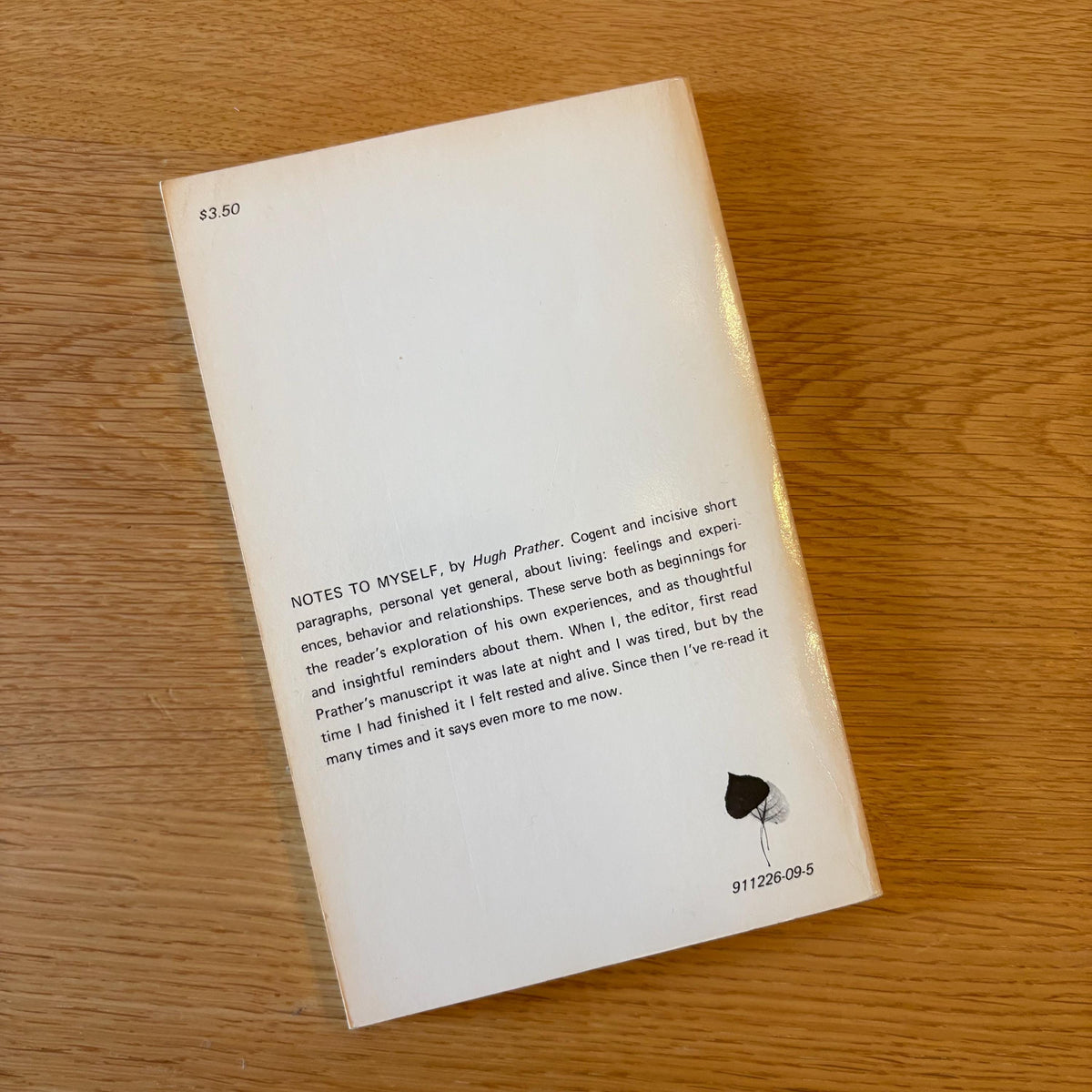 Early Printing - Notes to Myself: My struggle to become a person / Hugh Prather (1982) Vintage Paperback Book