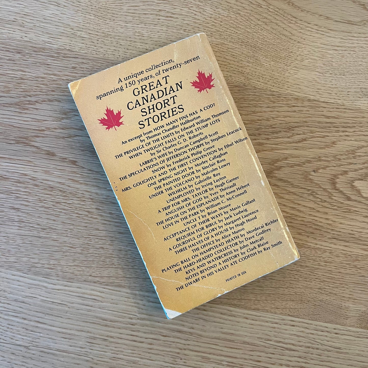 Great Canadian Short Stories Selected by Alex Lucas (1974) Vintage Paperback Book