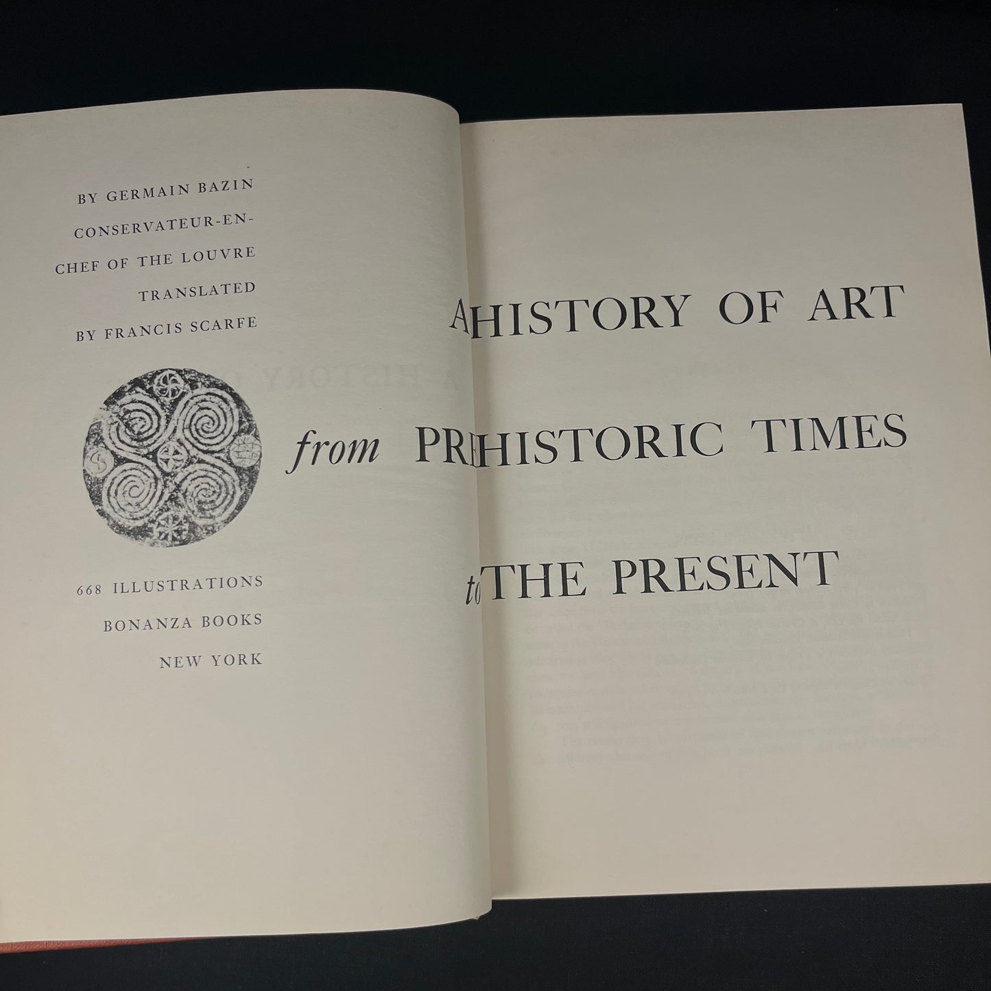 A History of Art: From Prehistoric Times to the Present by Germain Bazin (1959) Vintage Hardcover Book