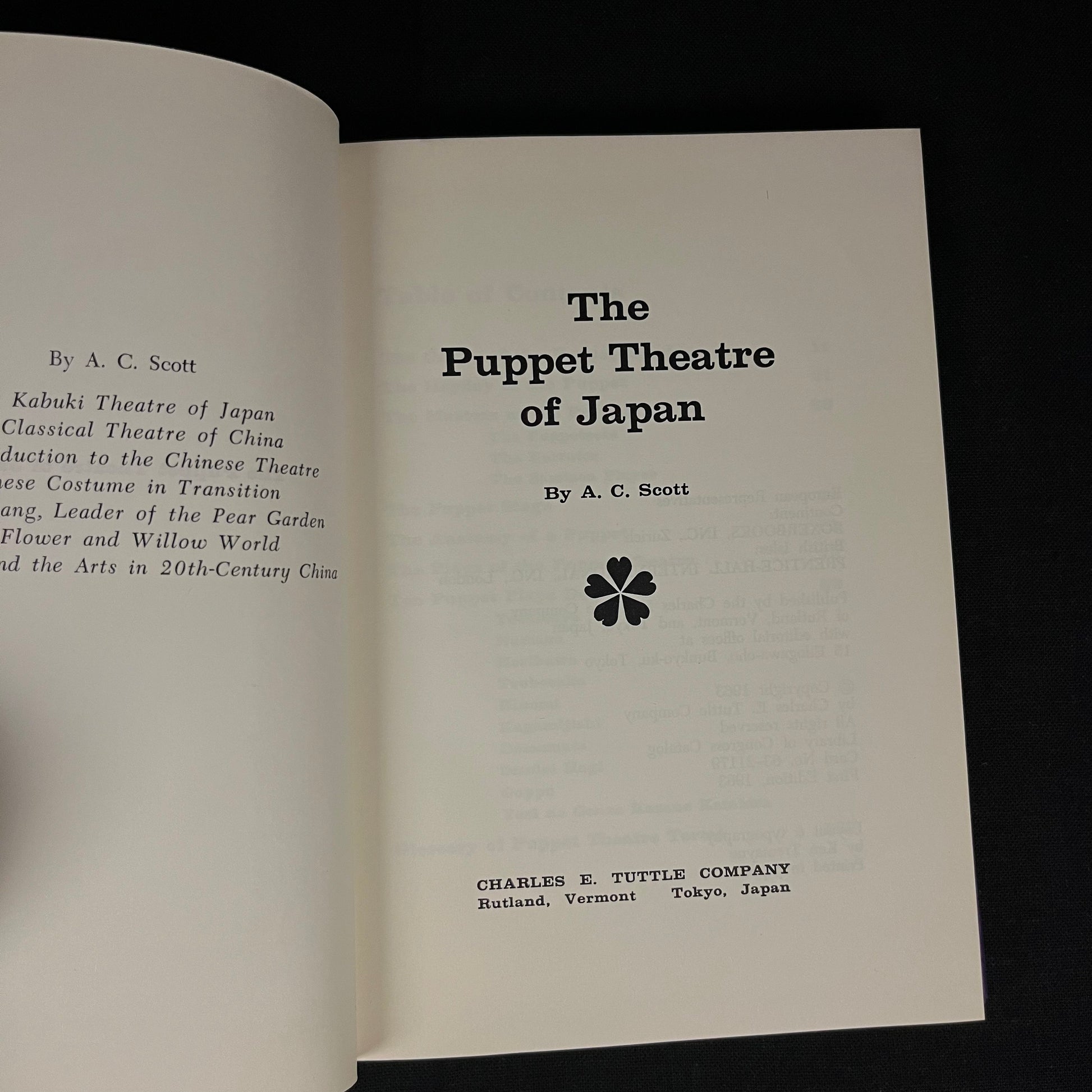 First Edition - The Puppet Theatre of Japan by A. C. Scott (1963) Vintage Hardcover Book