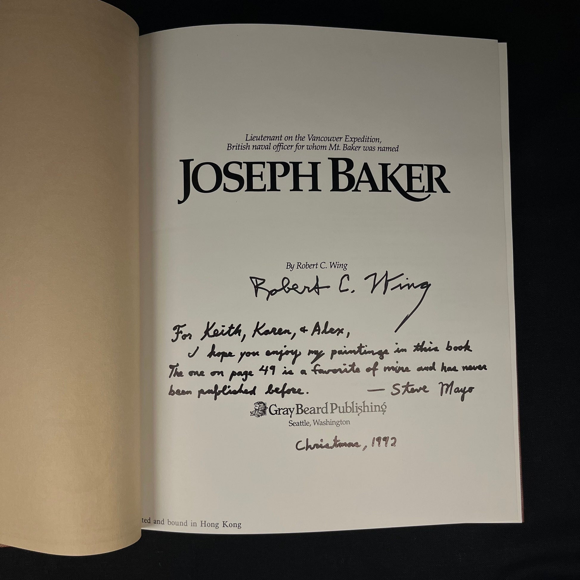 Author and Illustrator Inscribed - Joseph Baker by Robert C. Wing (1992) Vintage Hardcover Book