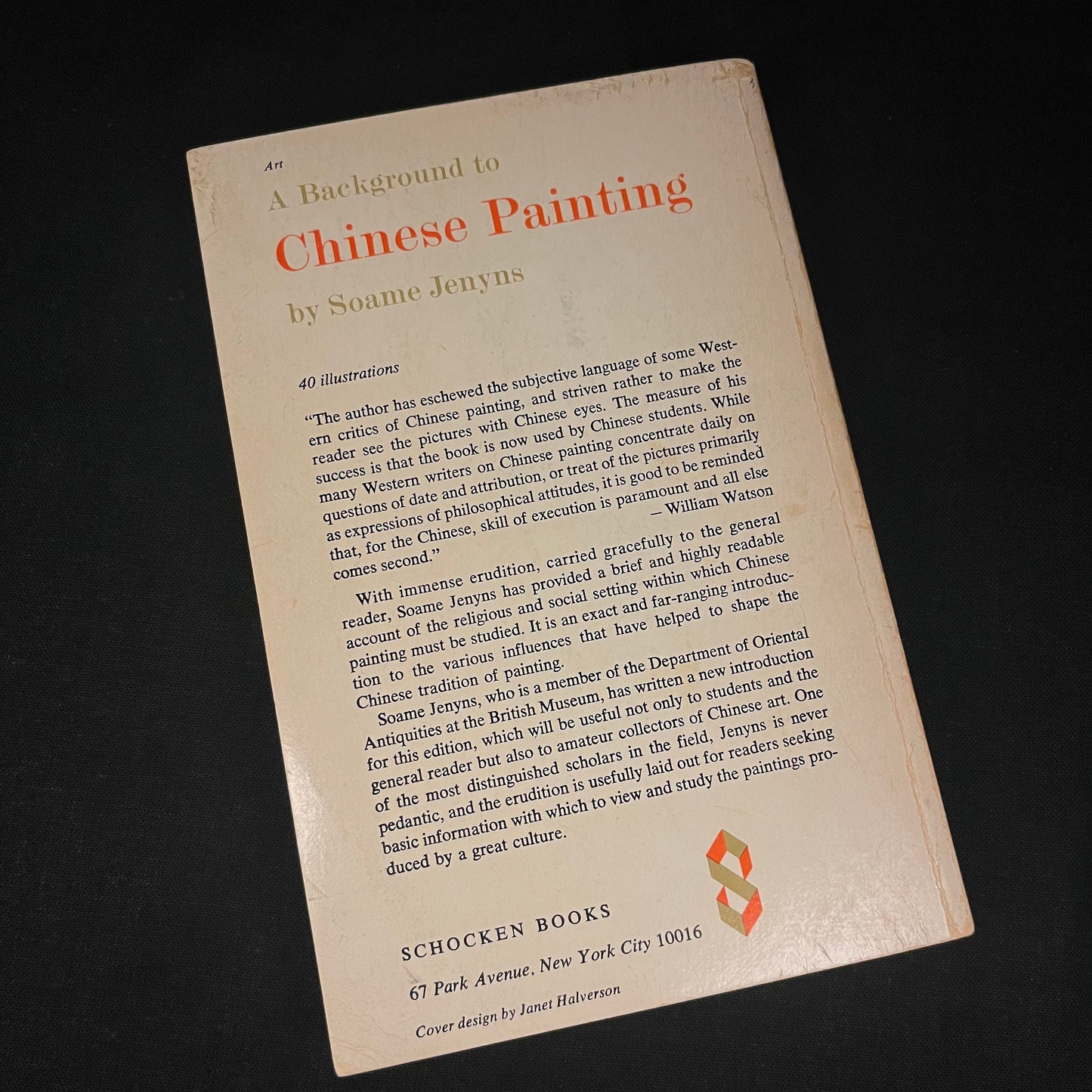 A Background to Chinese Painting by Soame Jenyns (1966) Vintage Softcover Book