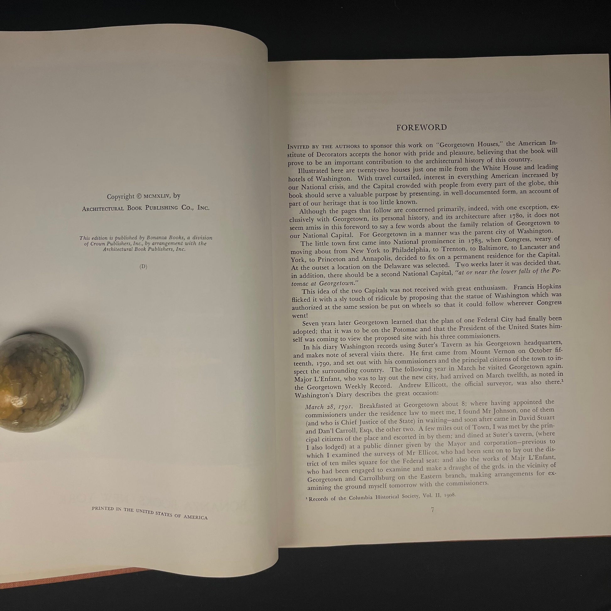 Georgetown Houses of the Federal Period Washington, D. C., 1780-1830, by D. Davis, S. P. Dorsey and R. C. Hall (1954) Vintage Hardcover Book