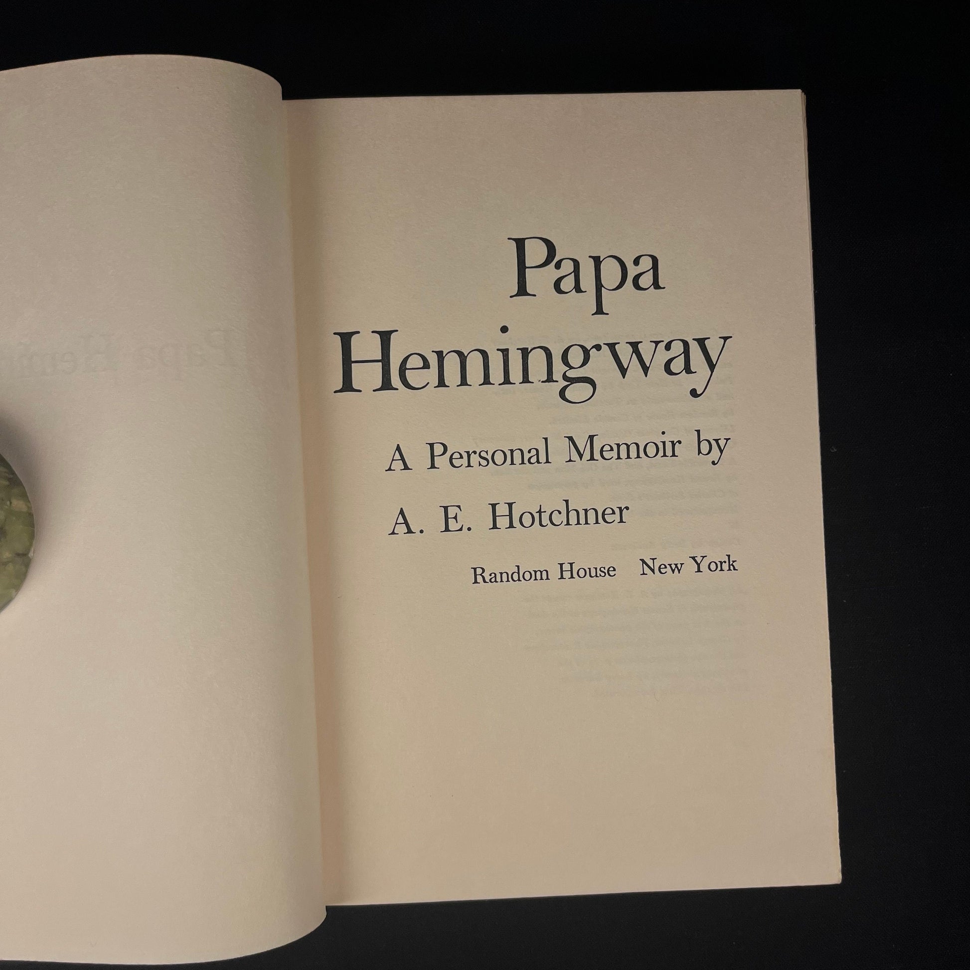 Papa Hemingway: A Personal Memoir by A. E. Hotchner (1966) Vintage Hardcover Book