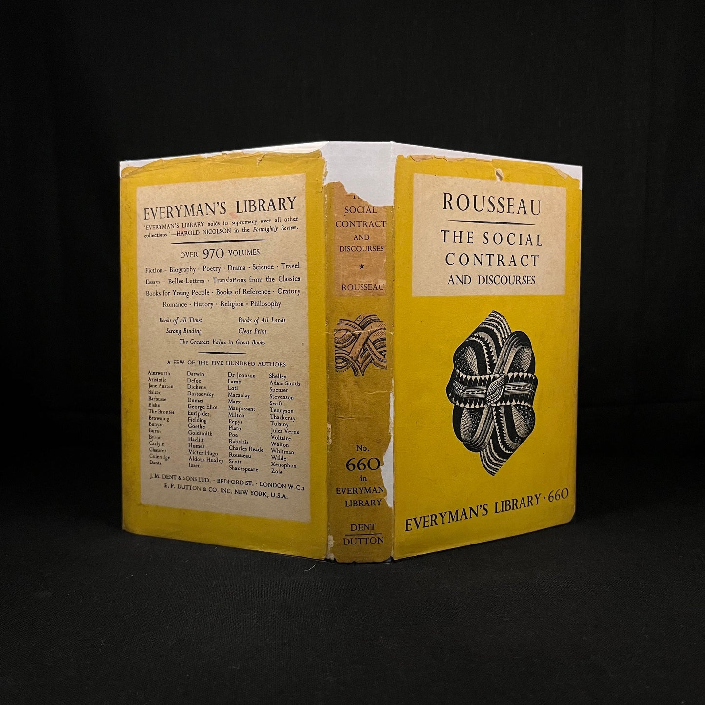 Everyman’s Library - The Social Contract and Discourses by Rousseau (1938) Vintage Hardcover Book