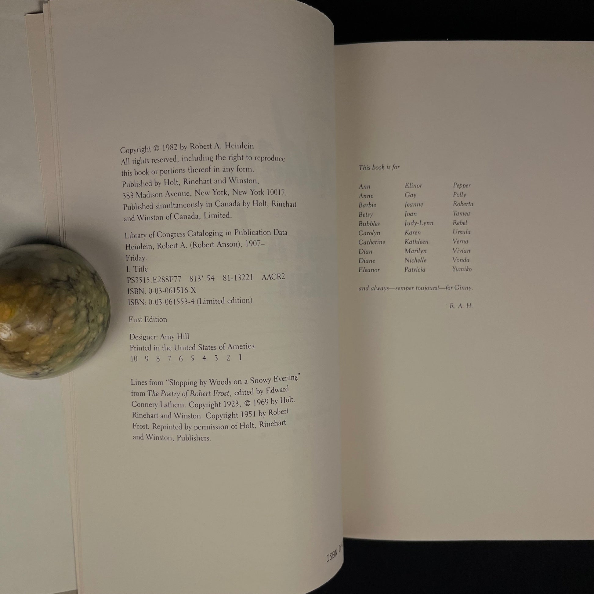First Printing - Friday by Robert A. Heinlein (1982) Vintage Hardcover Book