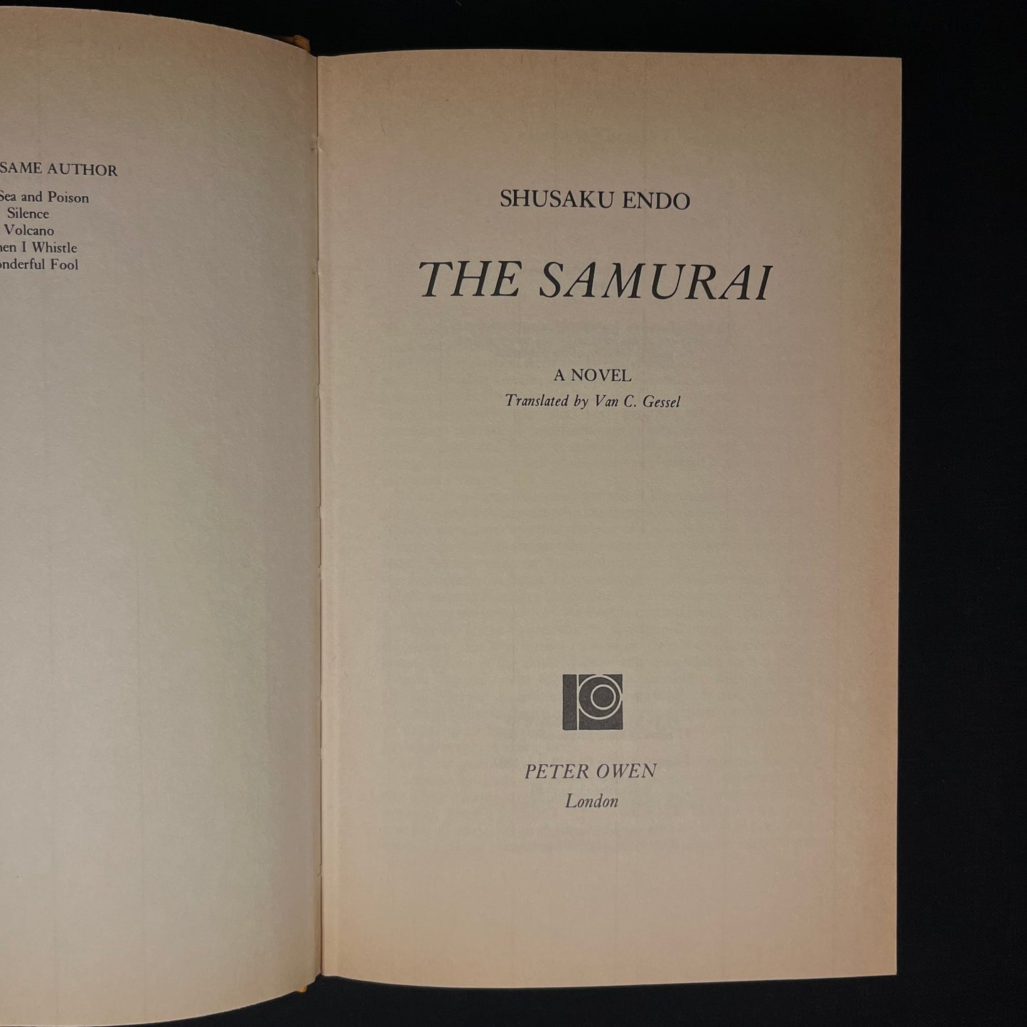 The Samurai: A Novel by Shusaku Endo (1986) Vintage Hardcover Book