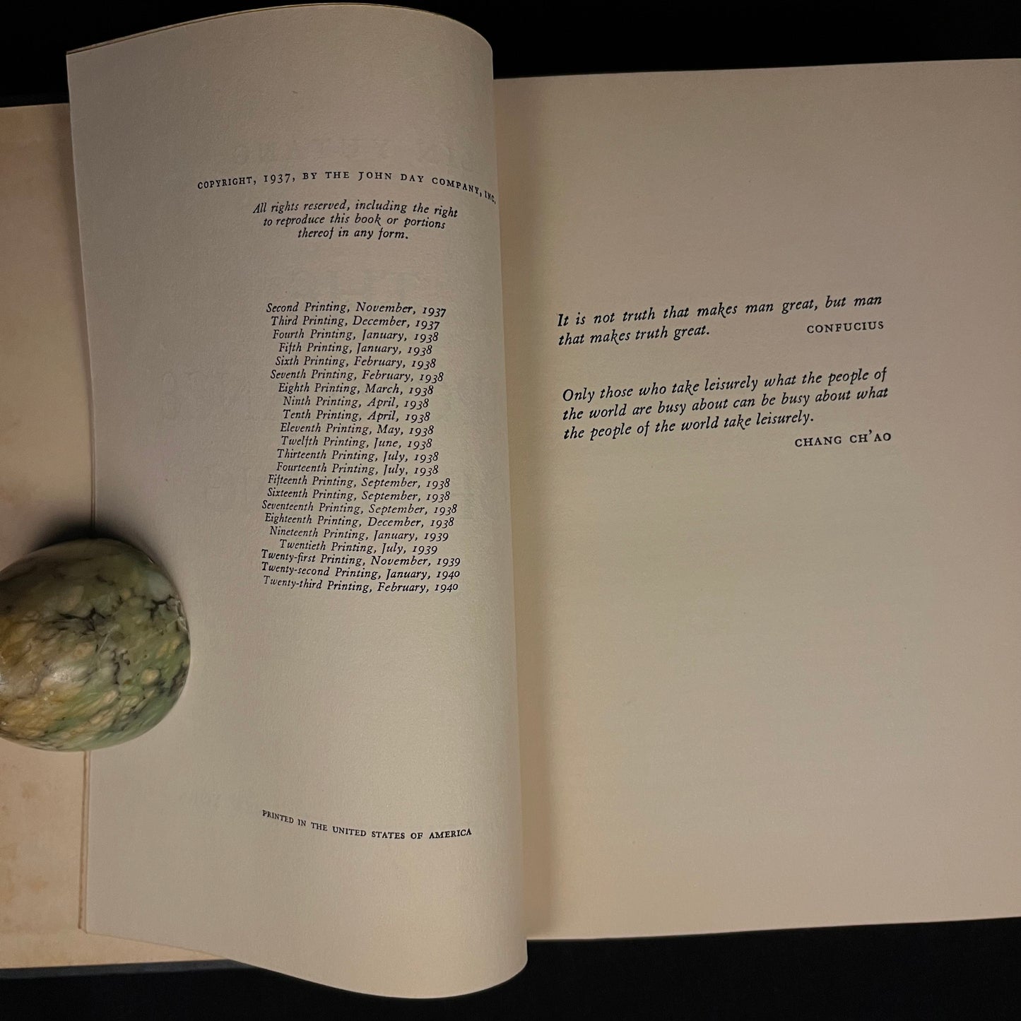 The Importance of Living by Lin Yutang (1940) Vintage Hardcover Book