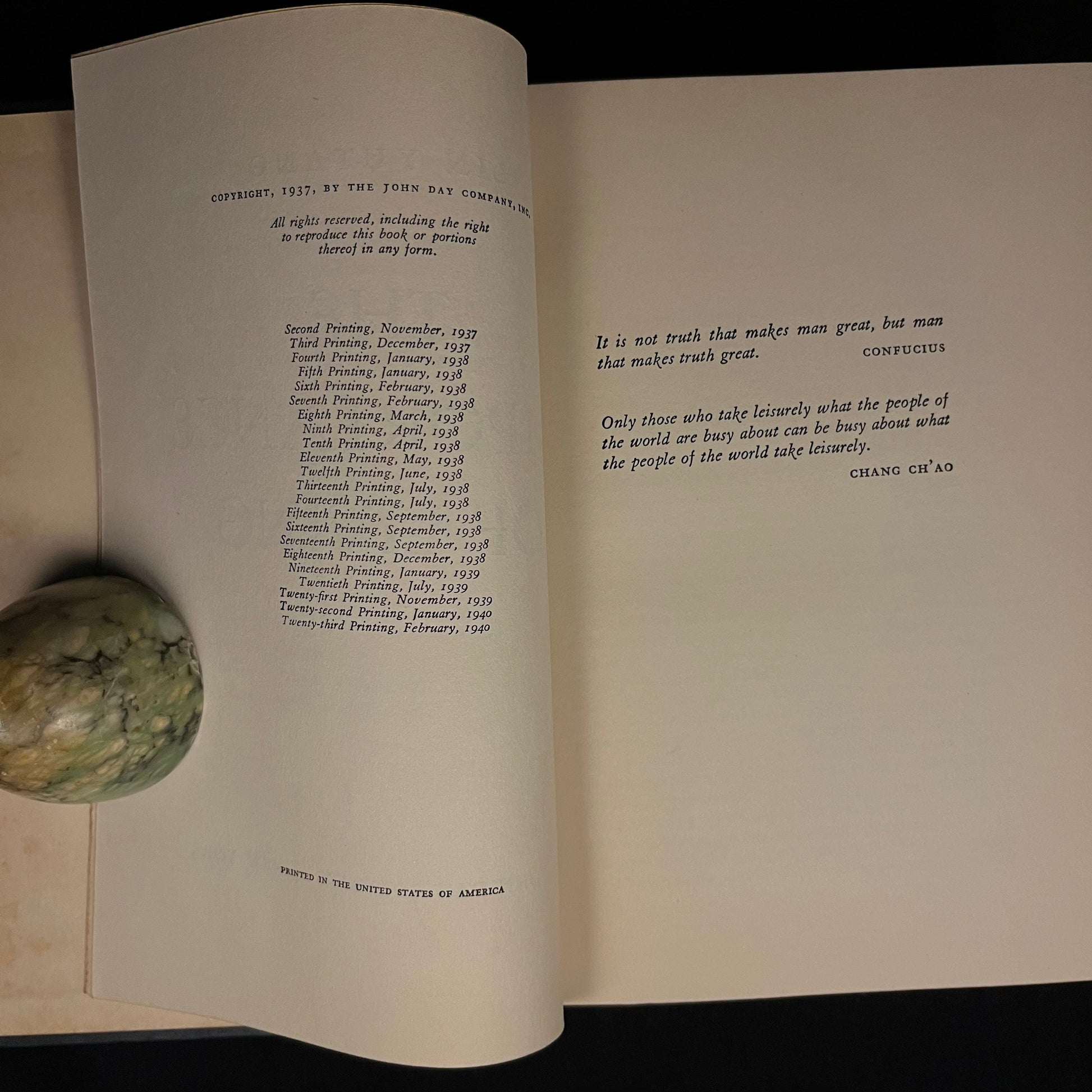 The Importance of Living by Lin Yutang (1940) Vintage Hardcover Book