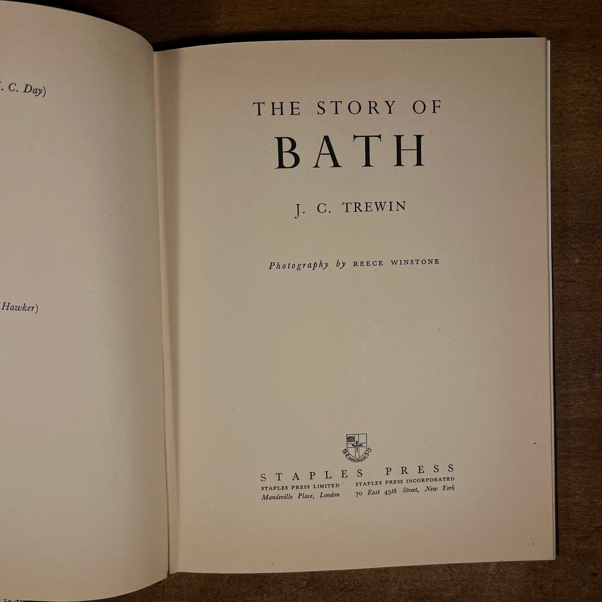 First Printing - The Story of Bath by J. C. Trewin (1951) Vintage Hardcover Book