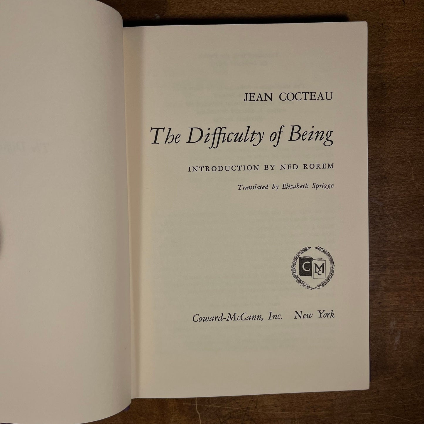 First Printing - The Difficulty of Being by Jean Cocteau (1967) Vintage Hardcover Book