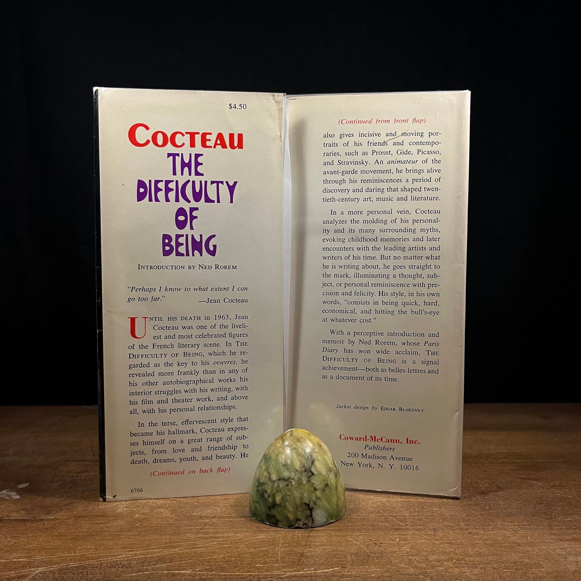 First Printing - The Difficulty of Being by Jean Cocteau (1967) Vintage Hardcover Book