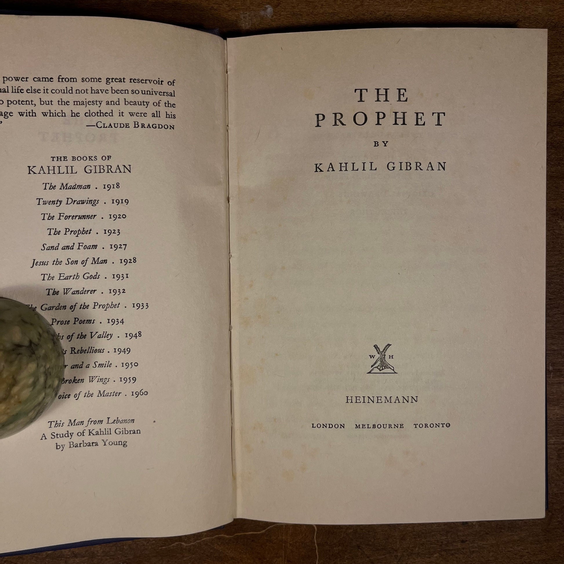 The Prophet by Kahlil Gibran (1962) Vintage Hardcover Book