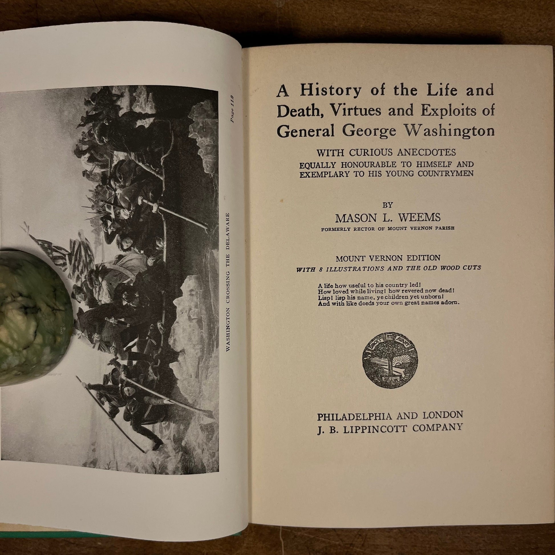 A History of the Life and Death, Virtues and Exploits of General George Washington by Mason L. Weems (1918) Vintage Hardcover Book