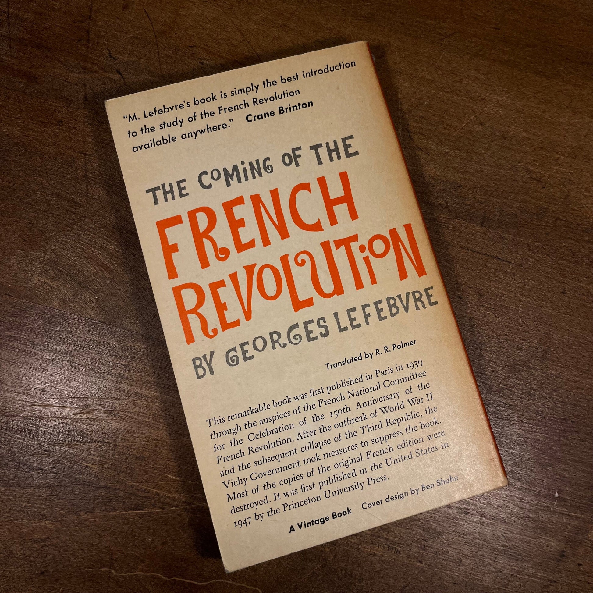 The Coming of the French Revolution by George Lefebvre (1960) Vintage Paperback Book