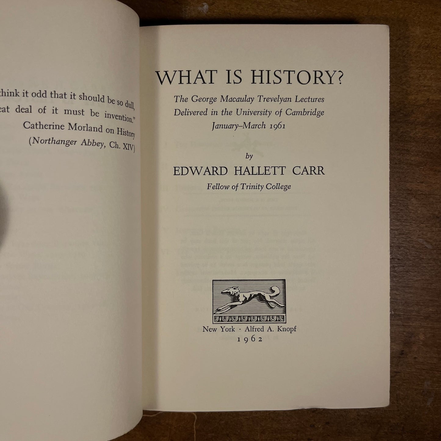 First Printing - What is History? by Edward Halley Carr (1962) Vintage Hardcover Book