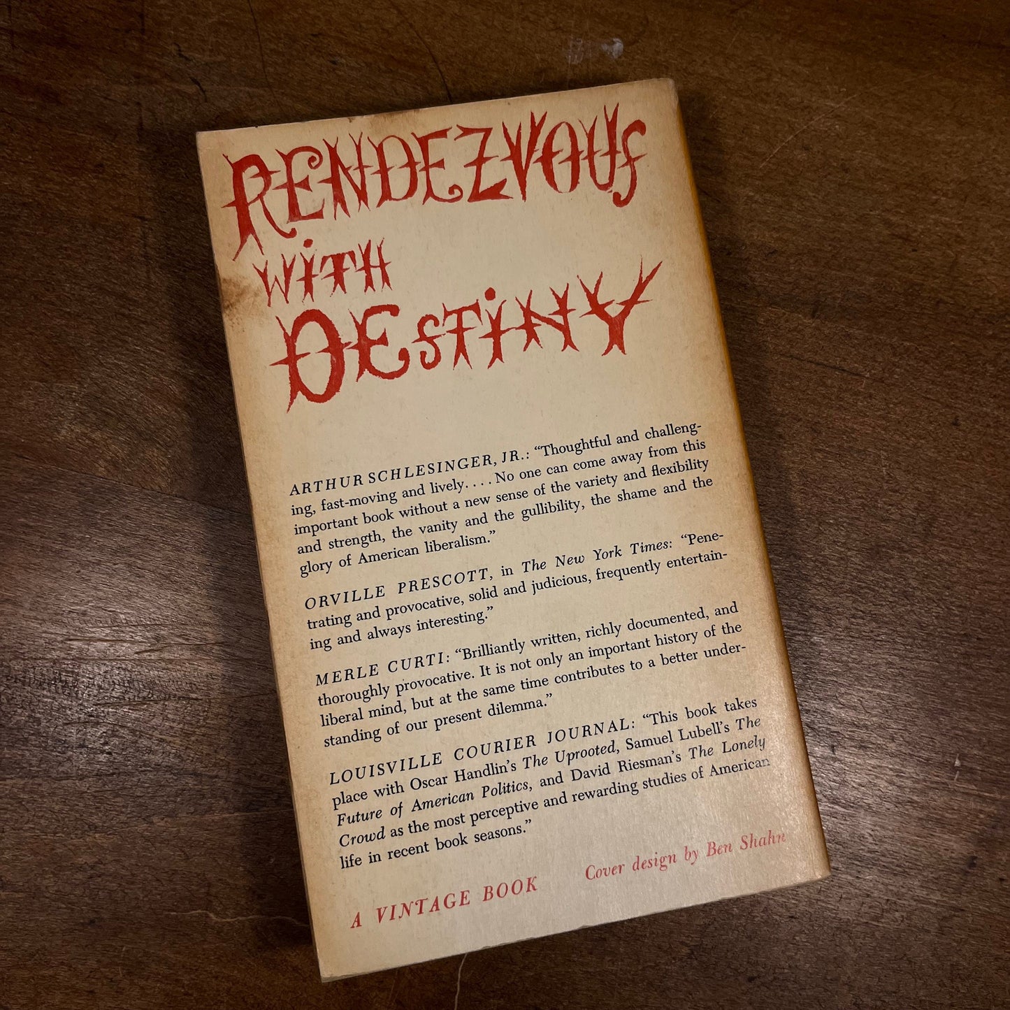 Rendezvous with Destiny by Eric F. Goldman (1961) Vintage Paperback Book