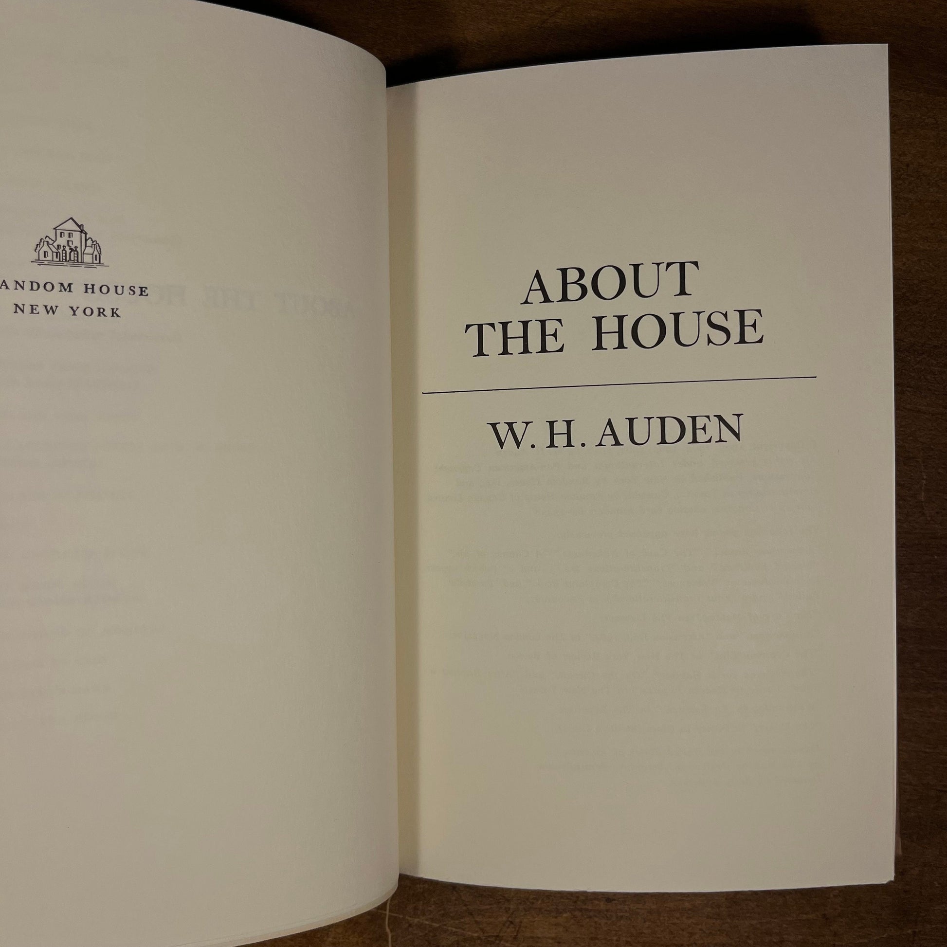 Early Printing - About the House by W. H. Auden (1965) Vintage Hardcover Book