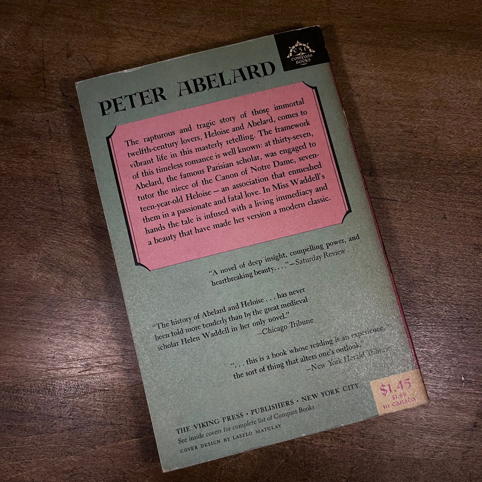 Peter Abelard by Helen Waddell (1961) Vintage Paperback Book
