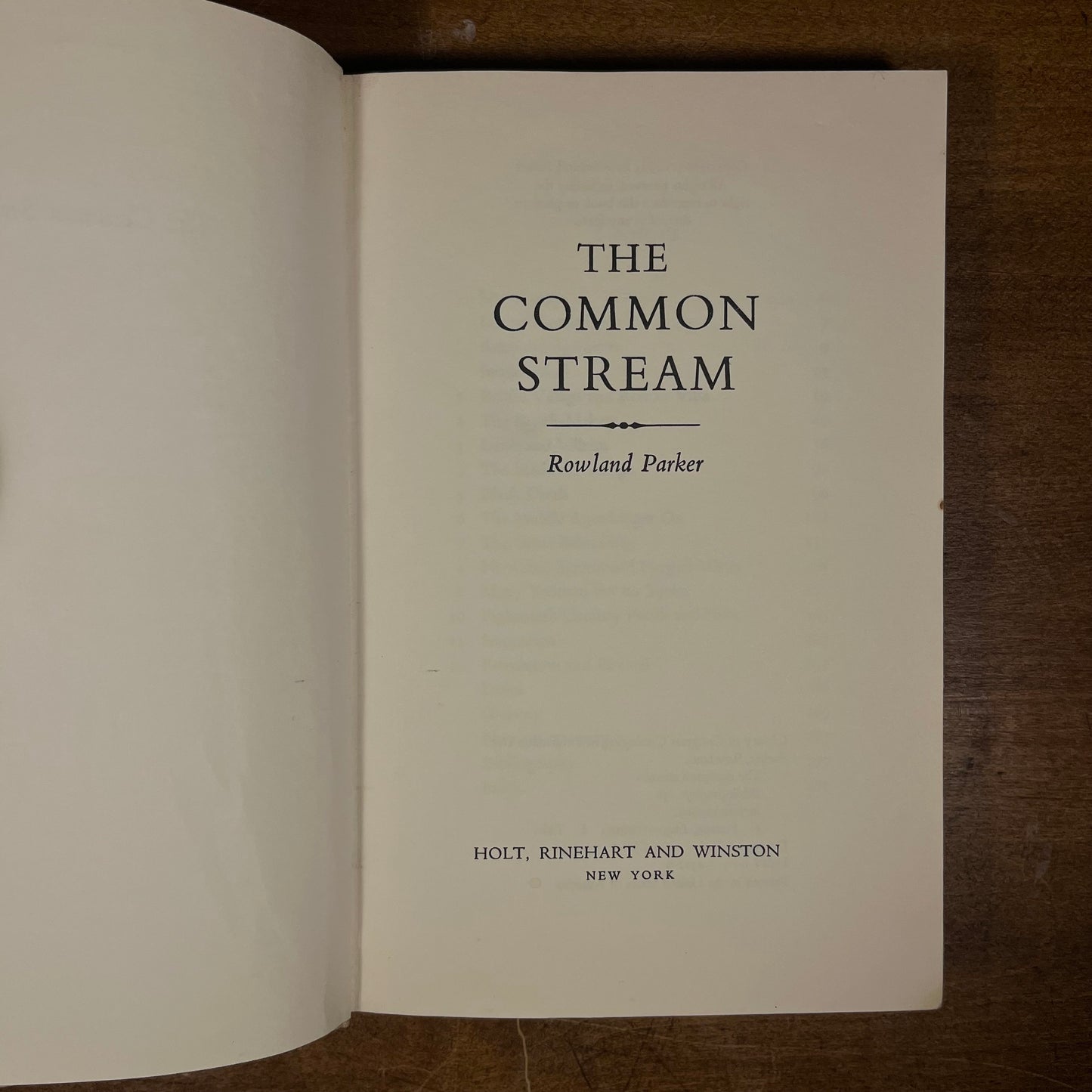 Early Printing - The Common Stream by Rowland Parker (1976) Vintage Hardcover Book