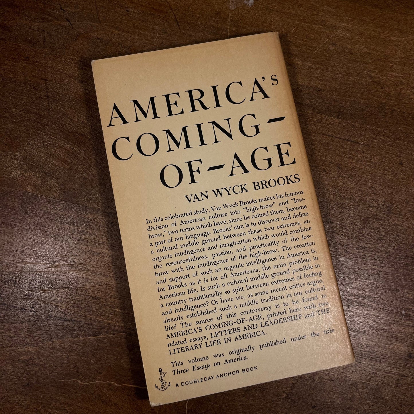 America’s Coming-Of-Age by Van Wyck Brooks (1958) Vintage Paperback Book