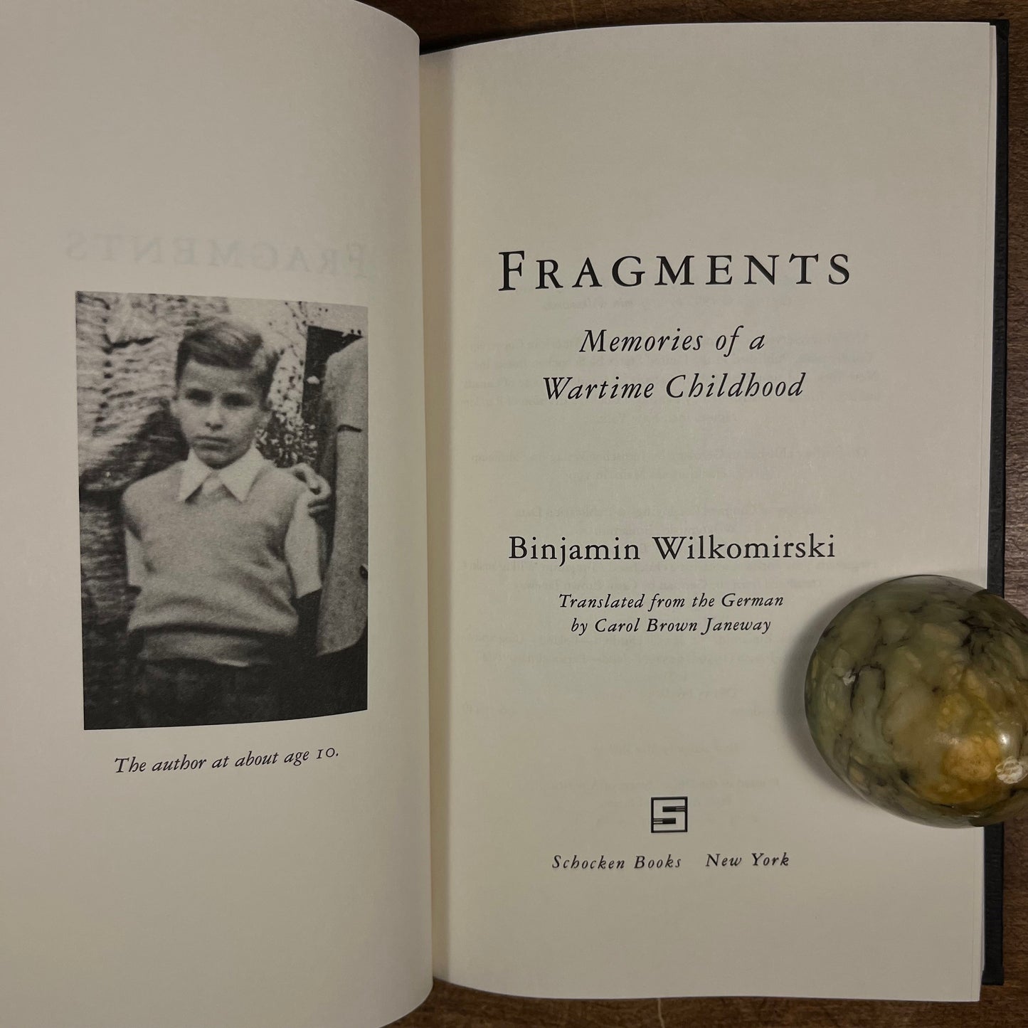 First Printing - Fragments: Memories of a Wartime Childhood by Binjamin Wilkomirski (1995) Vintage Hardcover Book