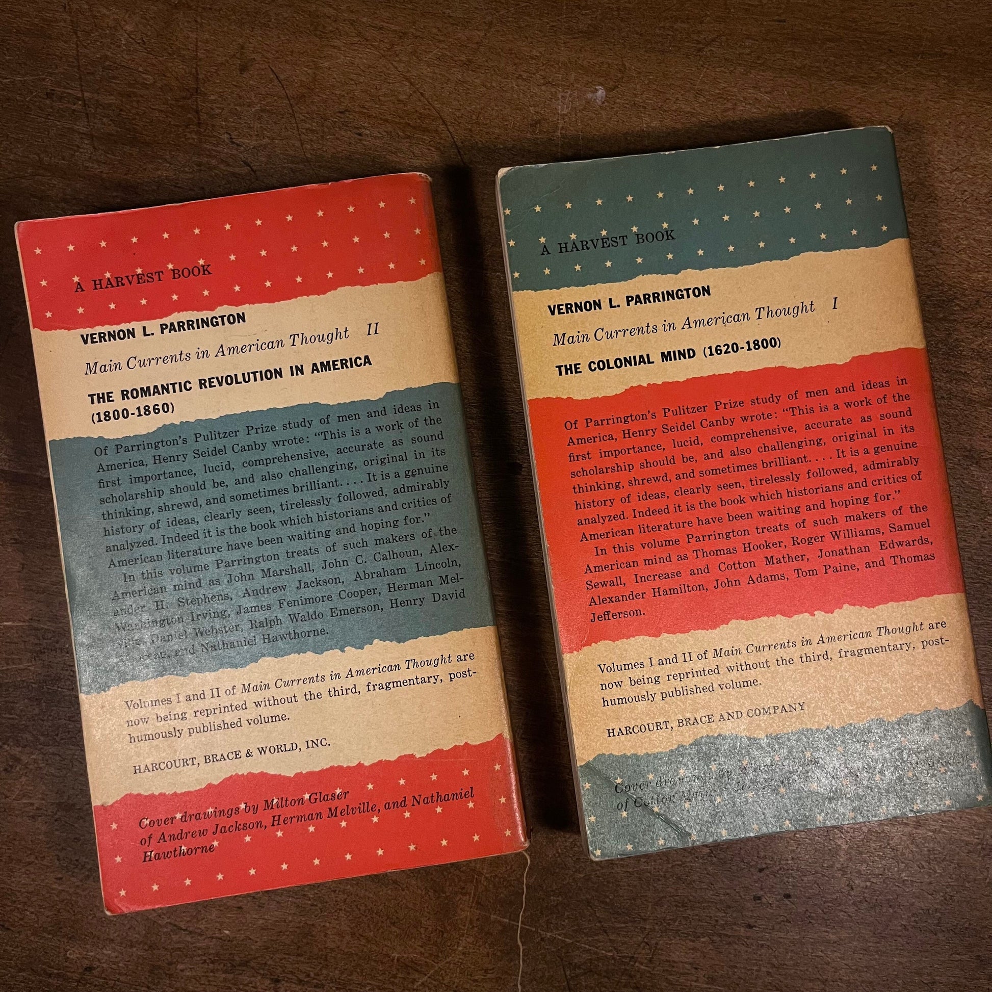 Main Currents in American Thought Vol. I The Colonial Mind, Vol. II The Romantic Revolution by V. Parrington (1961) Vintage Paperback Books