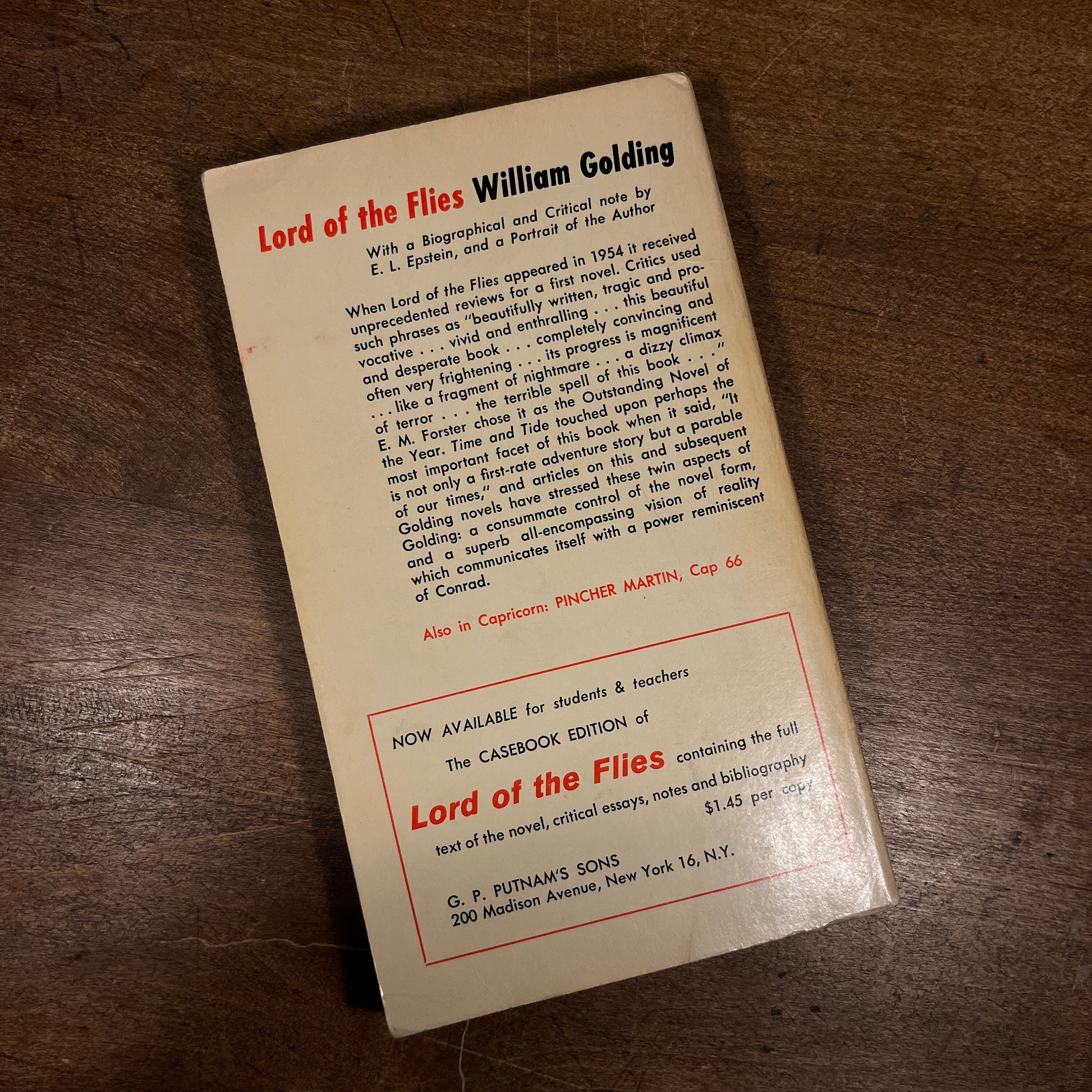 Lord of the Flies by William Golding (1959) Vintage Paperback Book