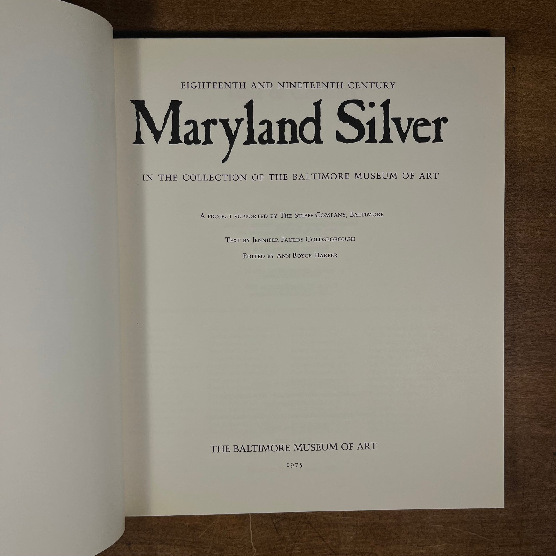 Eighteenth and Nineteenth Century Maryland Silver in the Collection of The Baltimore Museum of Art (1975) Vintage Exhibition Catalogue