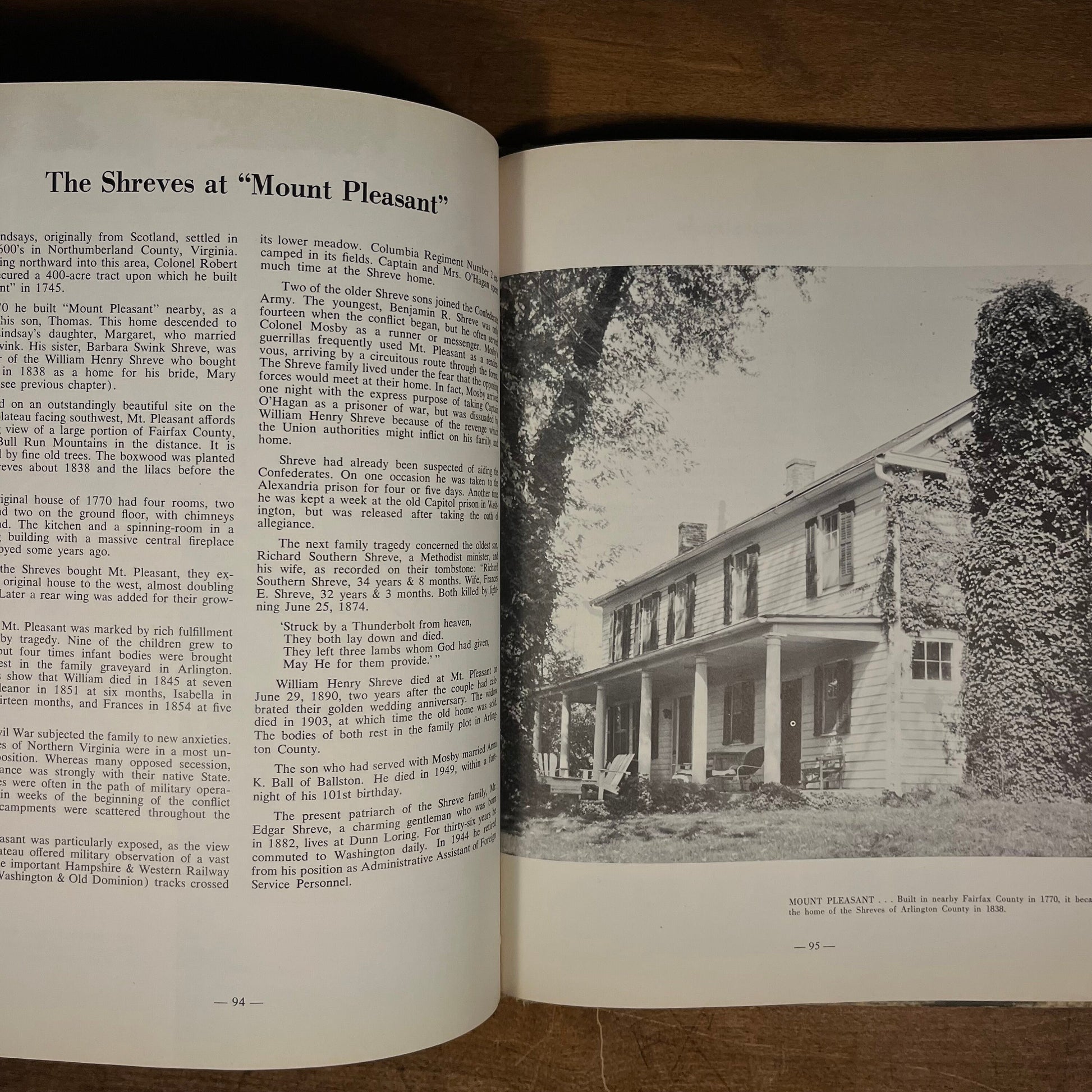 Author Inscribed - Arlington Heritage: Vignettes of a Virginia County by Eleanor Lee Templeton (1959) Vintage Hardcover Book