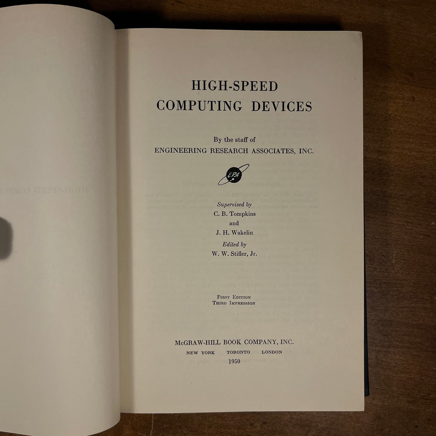 Third Printing - High-Speed Computing Devices by Engineering Research Associates Staff (1950) Vintage Hardcover Book