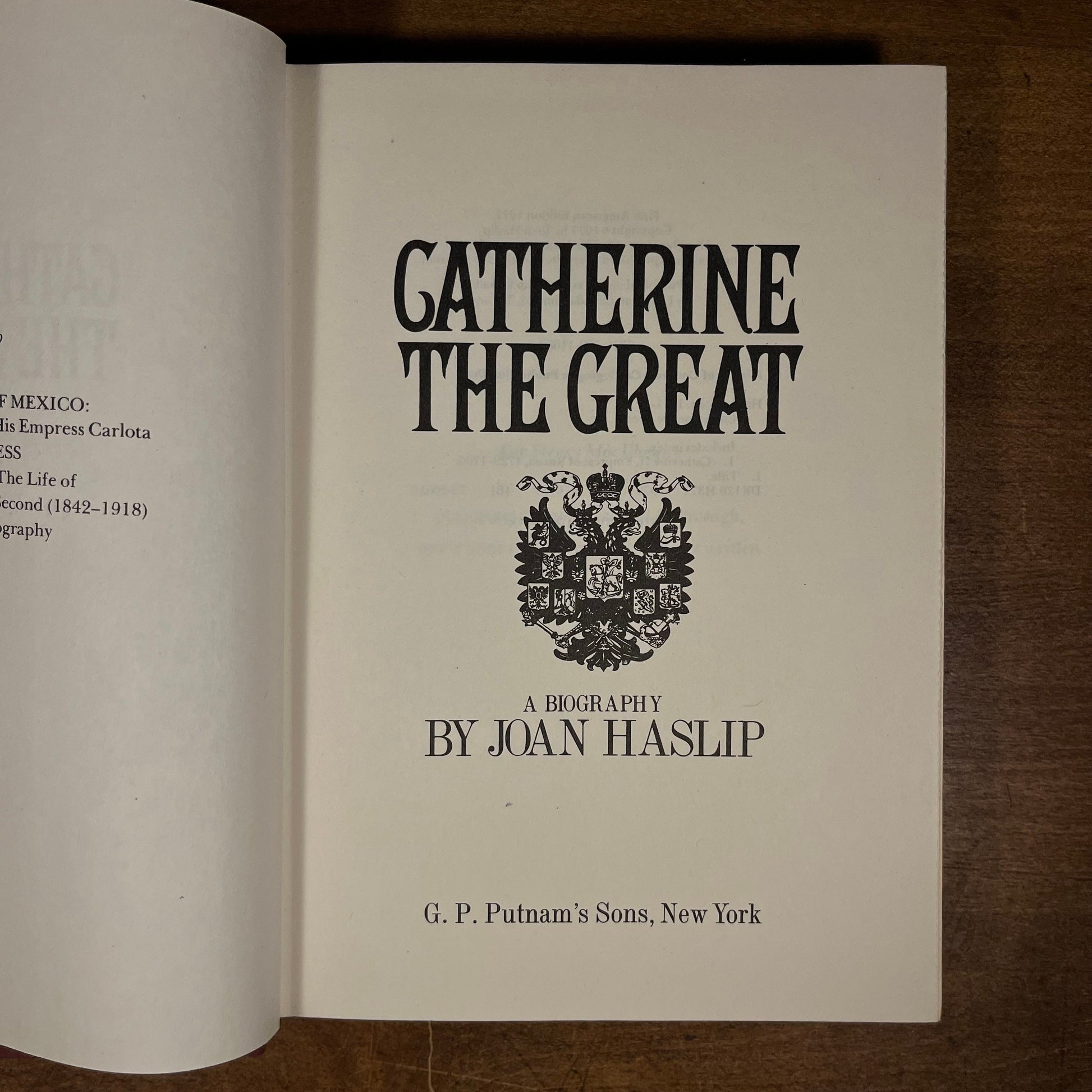 First Printing - Catherine the Great: A Biography by Joan Haslip (1977) Vintage Hardcover Book