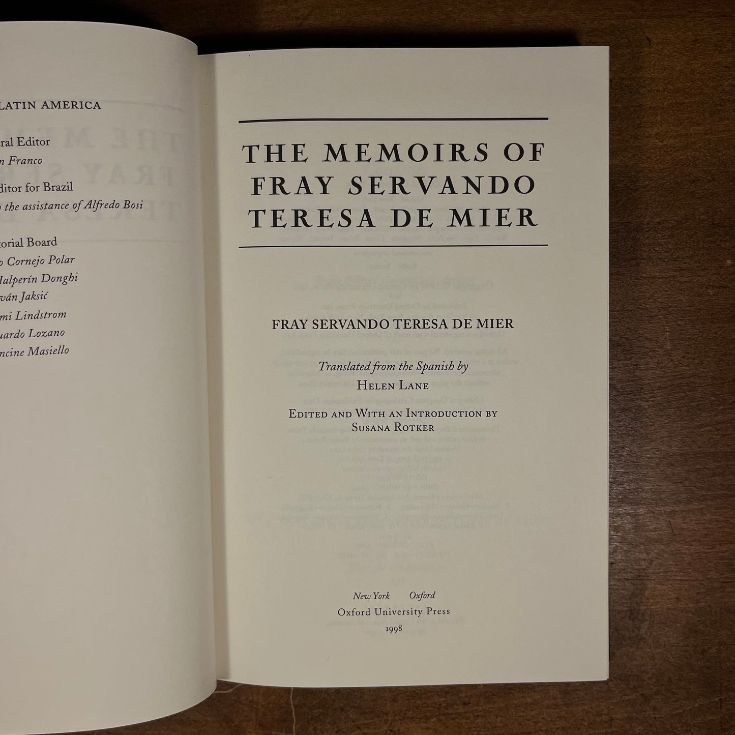 First Printing - The Memoirs of Fray Servando Teresa de Mier (1998) Vintage Hardcover Book