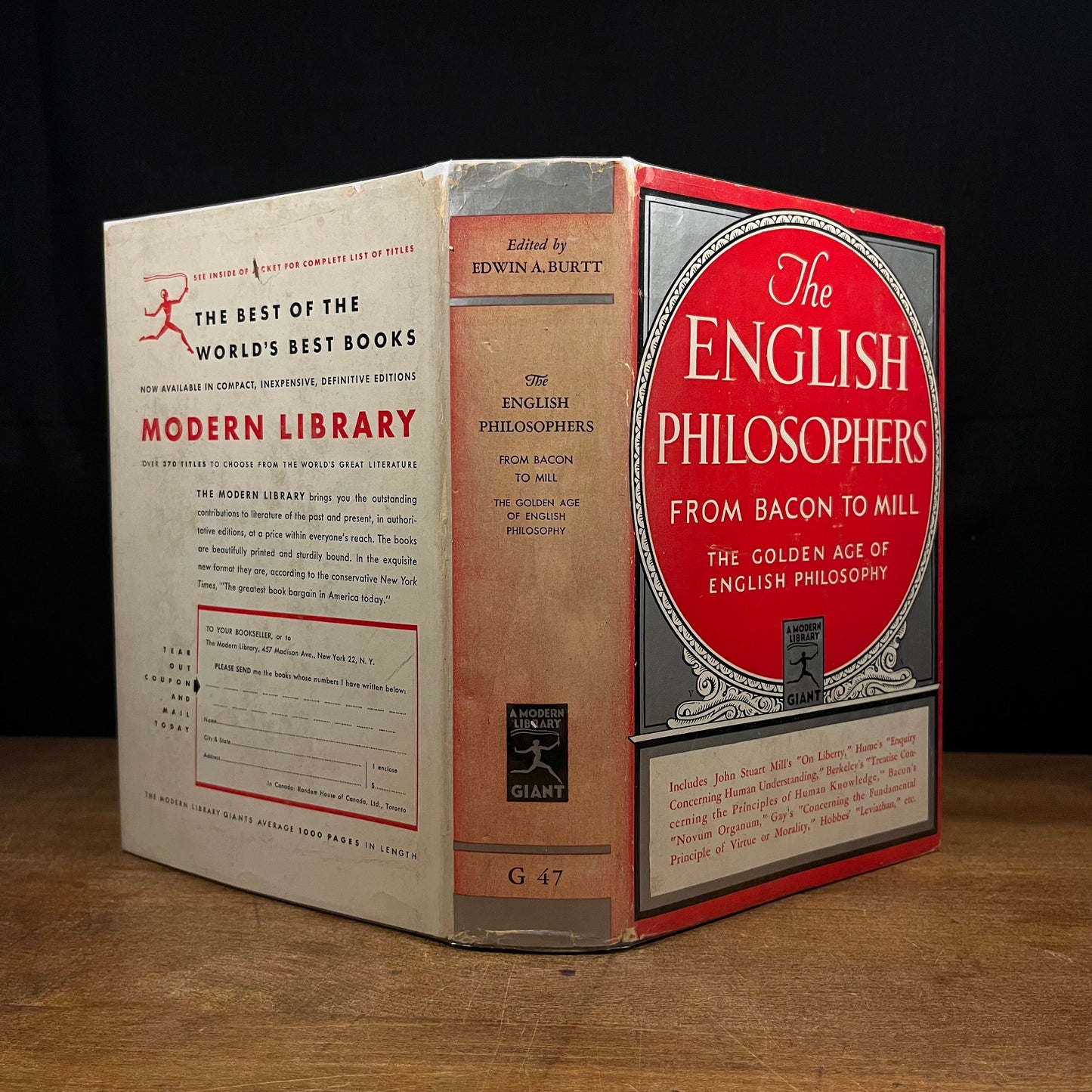 Modern Library - The English Philosophers from Bacon to Mill (1939) Vintage Hardcover Book