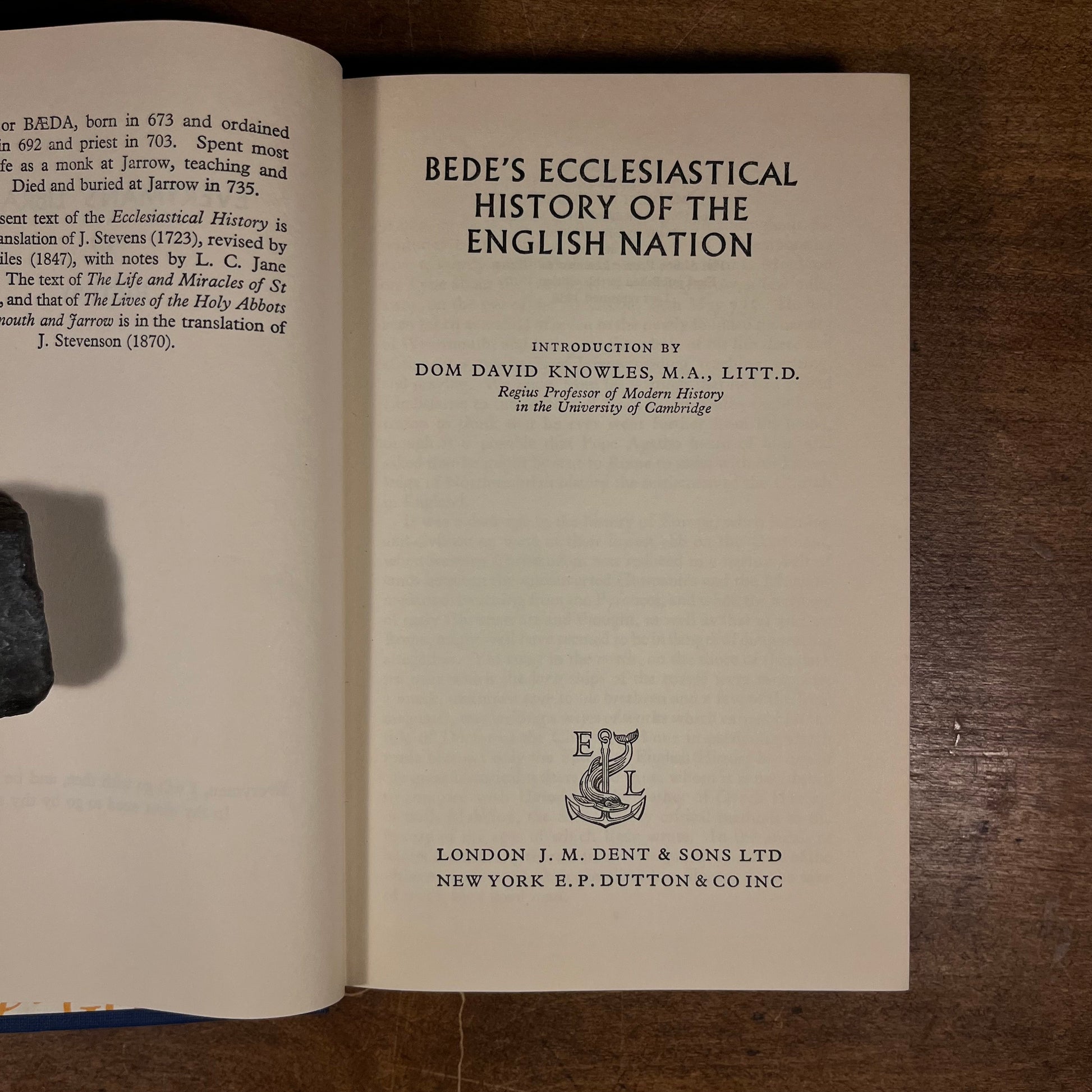 Everyman’s Library - Bede’s Ecclesiastical History of the English Nation (1958) Vintage Hardcover Book