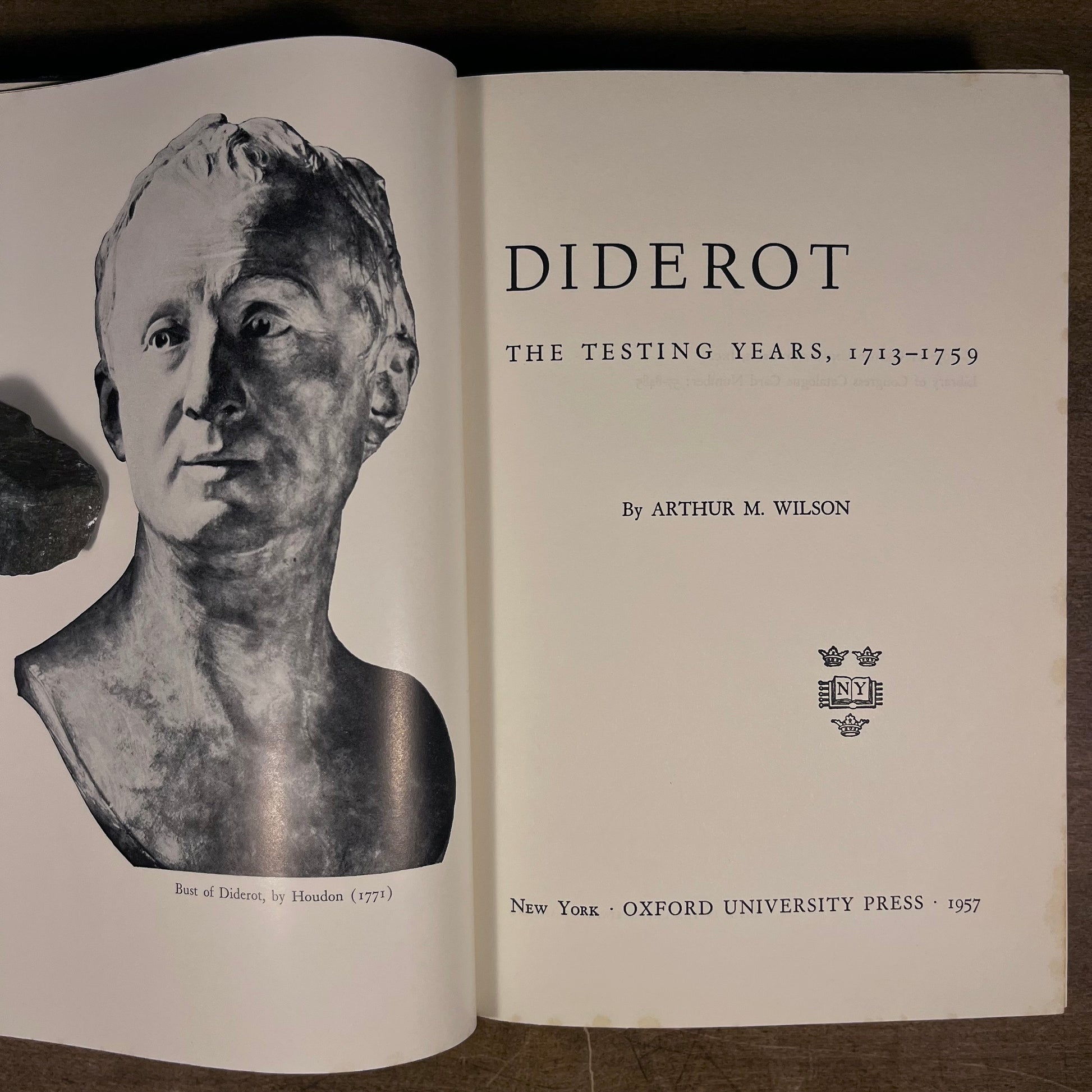 First Printing - Diderot: The Testing Years, 1713-1759 by Arthur M. Wilson (1957) Vintage Hardcover Book