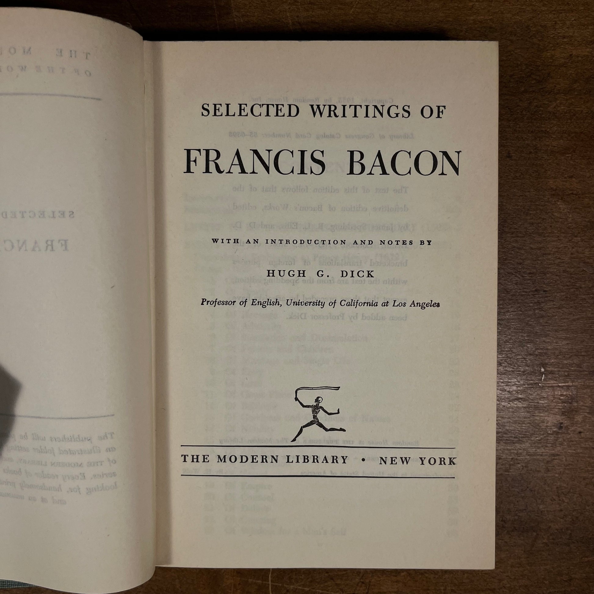 Modern Library - Selected Writings of Francis Bacon (1955) Vintage Hardcover Book