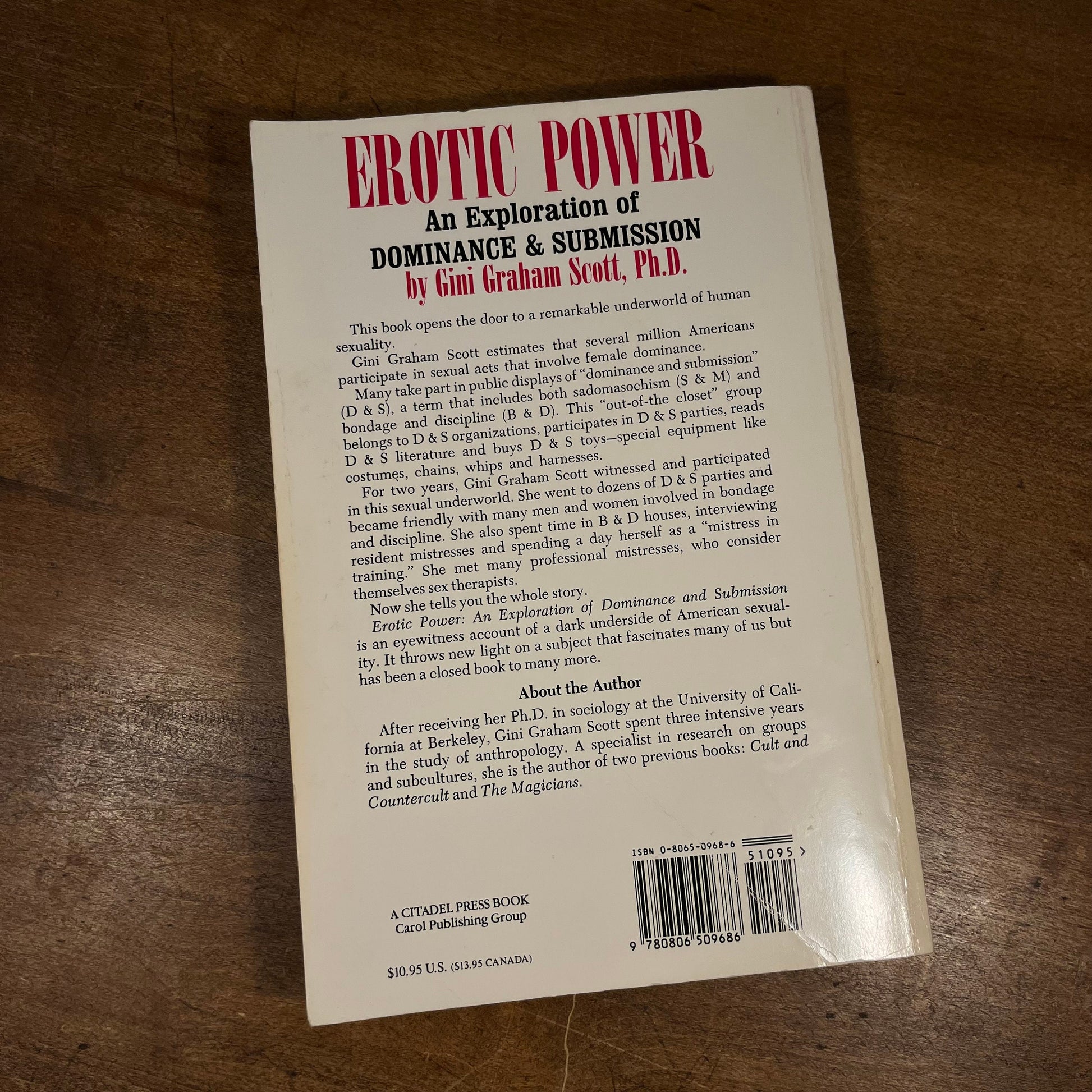 Erotic Power: An Exploration of Dominance and Submission by Gini Graham Scott (1993) Vintage Paperback Book