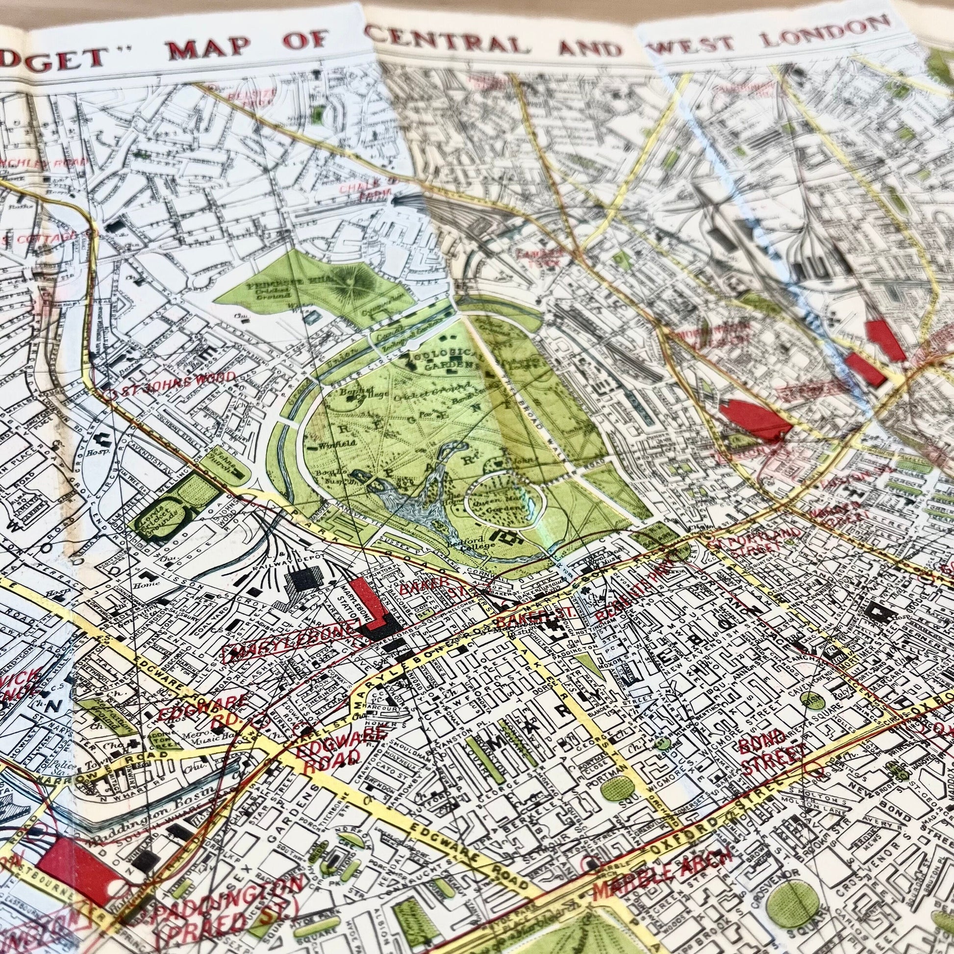 Bacon’s Midget Map of Central & West London (1950s) Vintage Softcover Book and Map