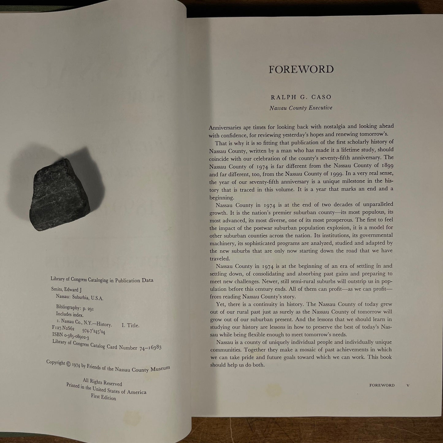 First Printing - Nassau—Suburbia, U.S.A.: The First Seventy-Five Years of Nassau County, New York by E. Smits (1974) Vintage Hardcover Book