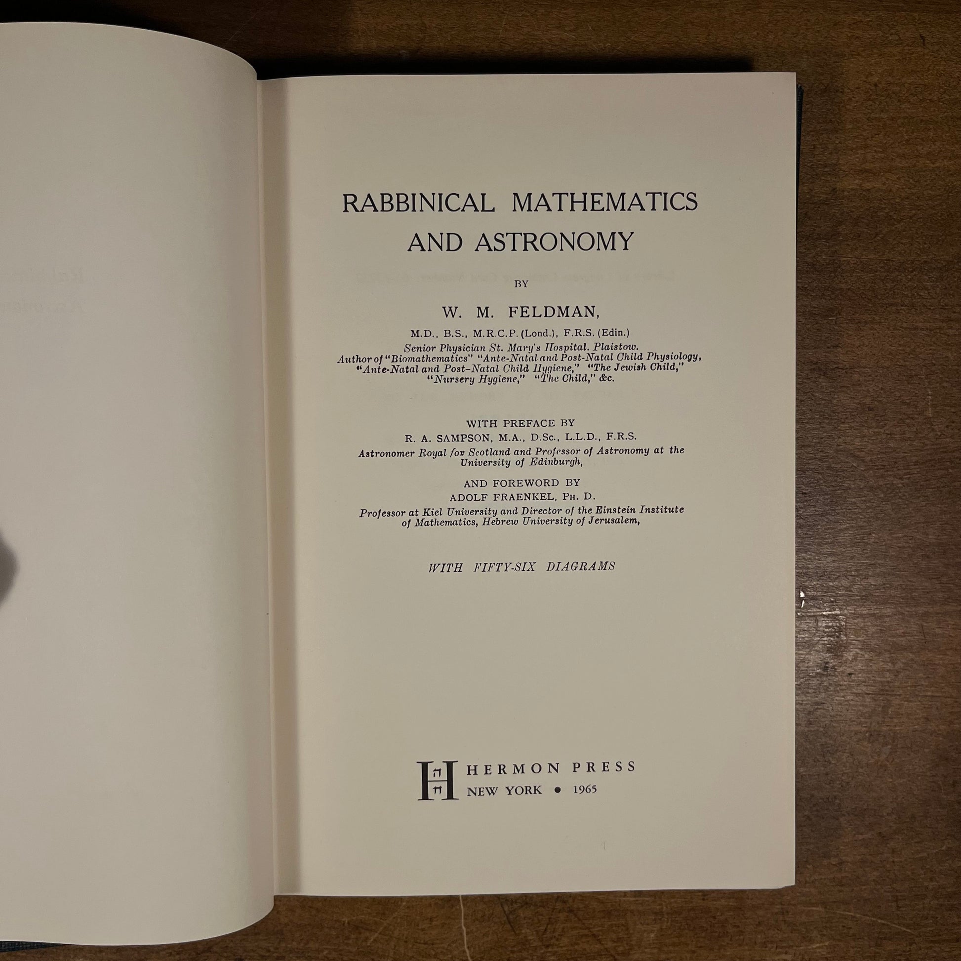 Rabbinical Mathematics and Astronomy by W. M. Feldman (1965) Vintage Hardcover Book