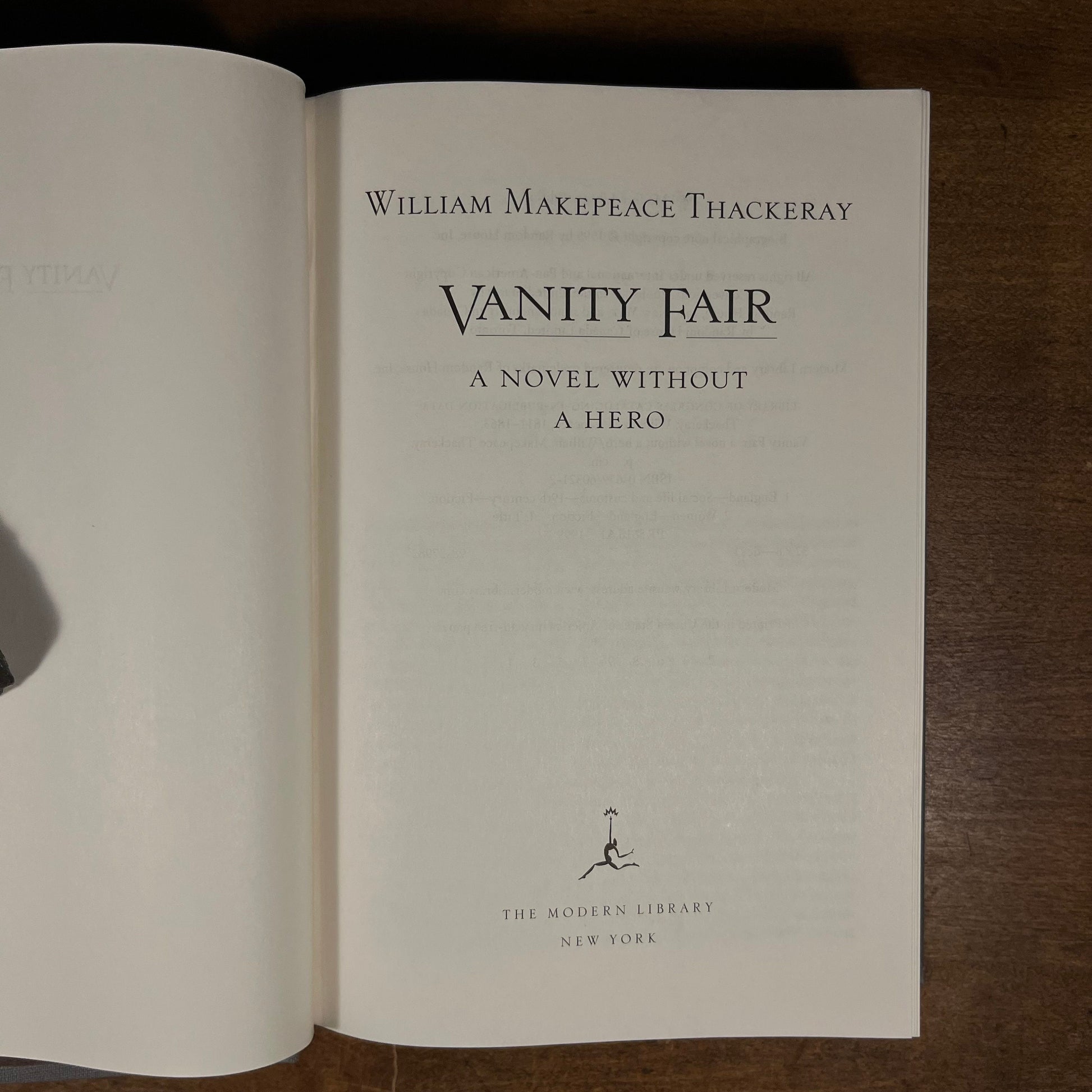 Modern Library - Vanity Fair: A Novel Without a Hero by William Makepeace Thackeray (1999) Vintage Hardcover Book