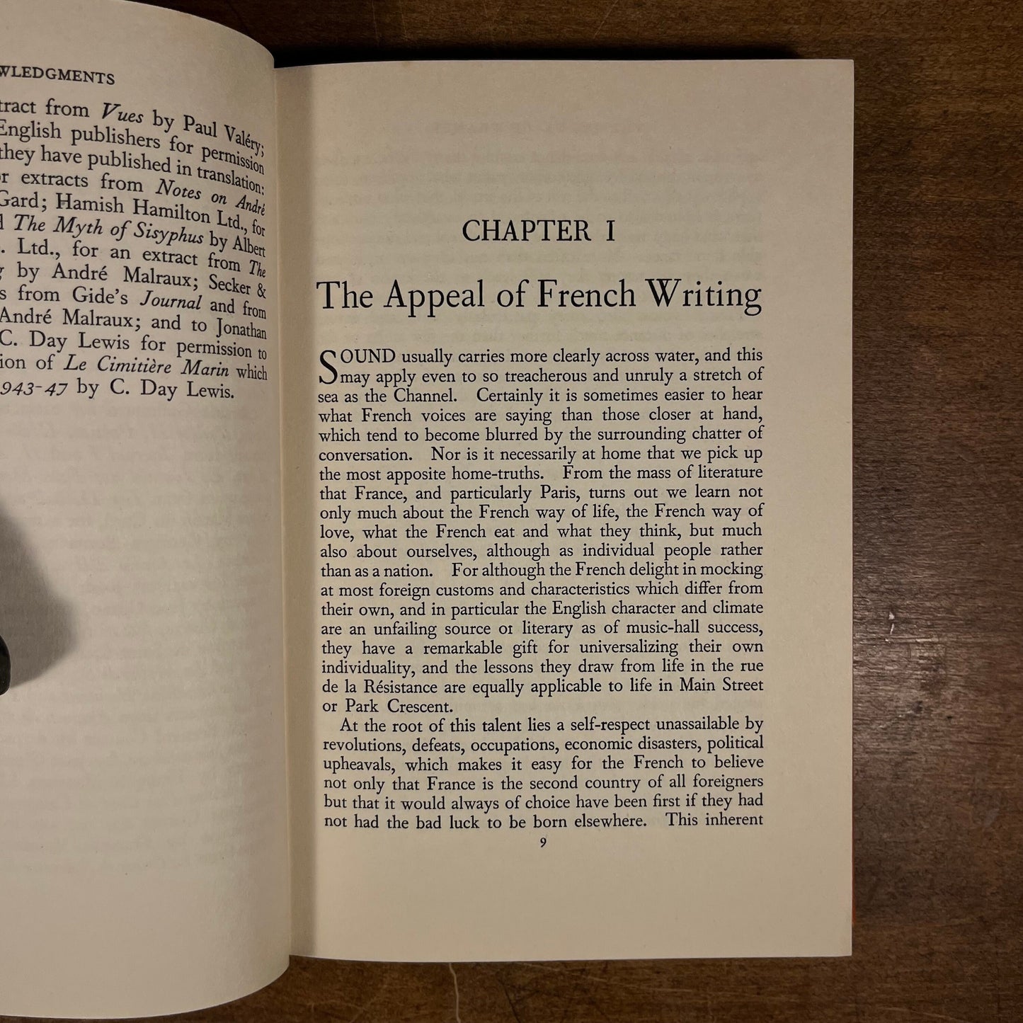 First Printing - The Image of France: Studies in Contemporary French Literature by David Tylden-Wright (1957) Vintage Hardcover Book