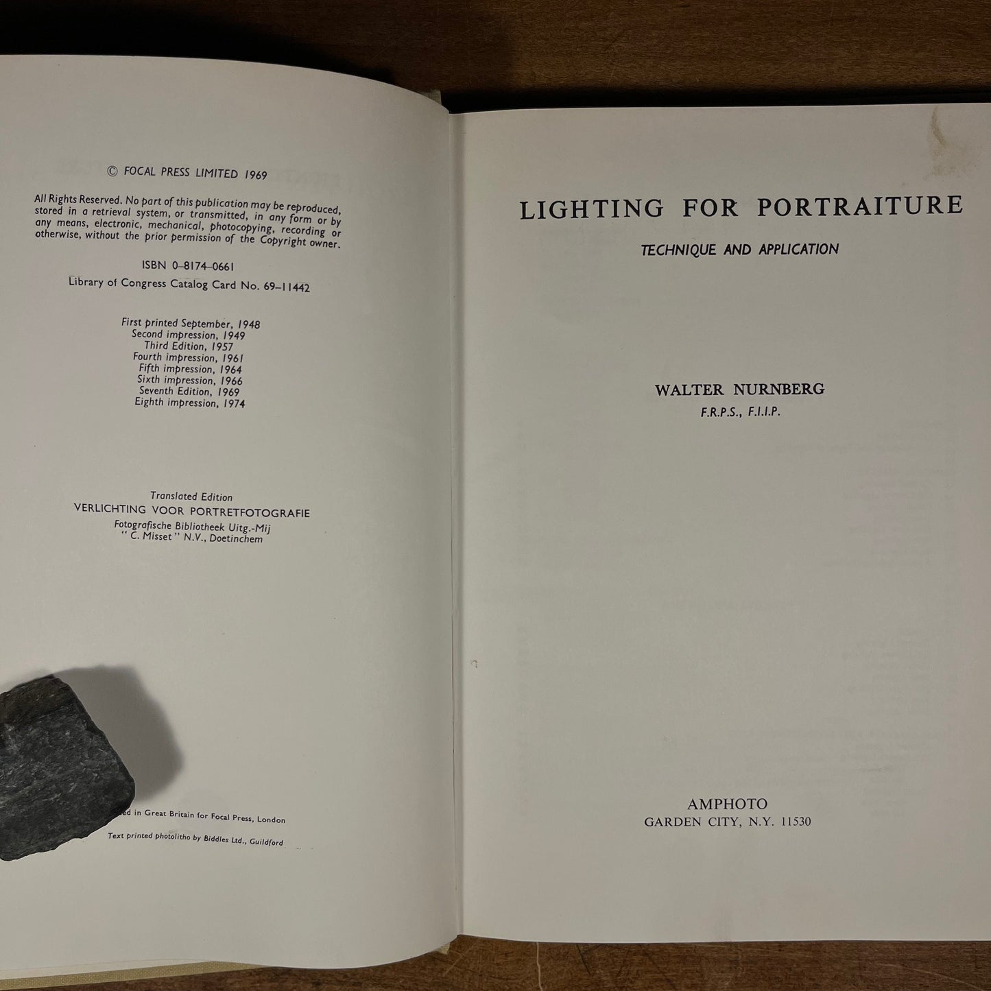 Lighting for Portraiture: Technique and Application by Walter Nurnberg (1974) Vintage Hardcover Book