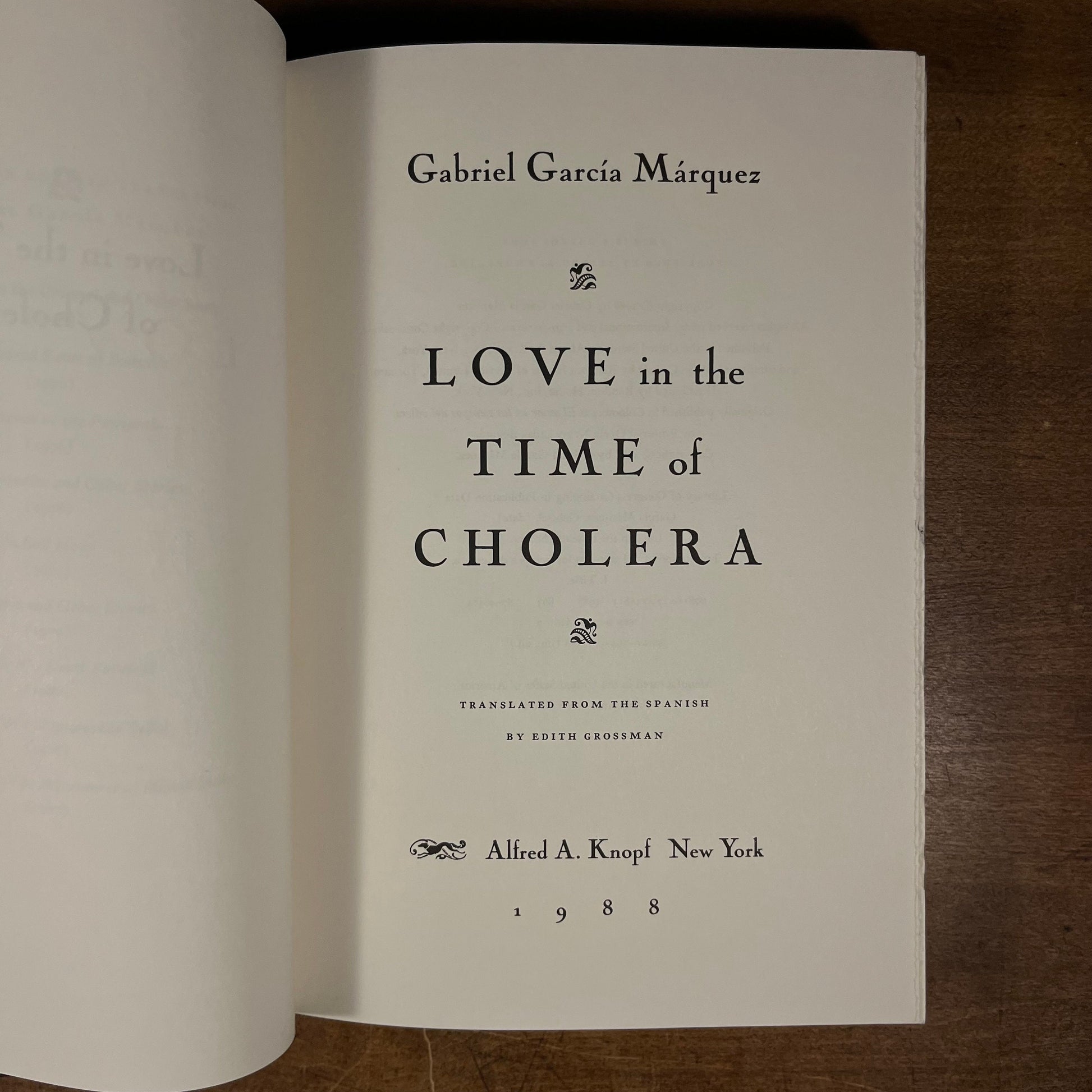 First Printing - Love in the Time of Cholera by Gabriel García Márquez (1988) Vintage Hardcover Book